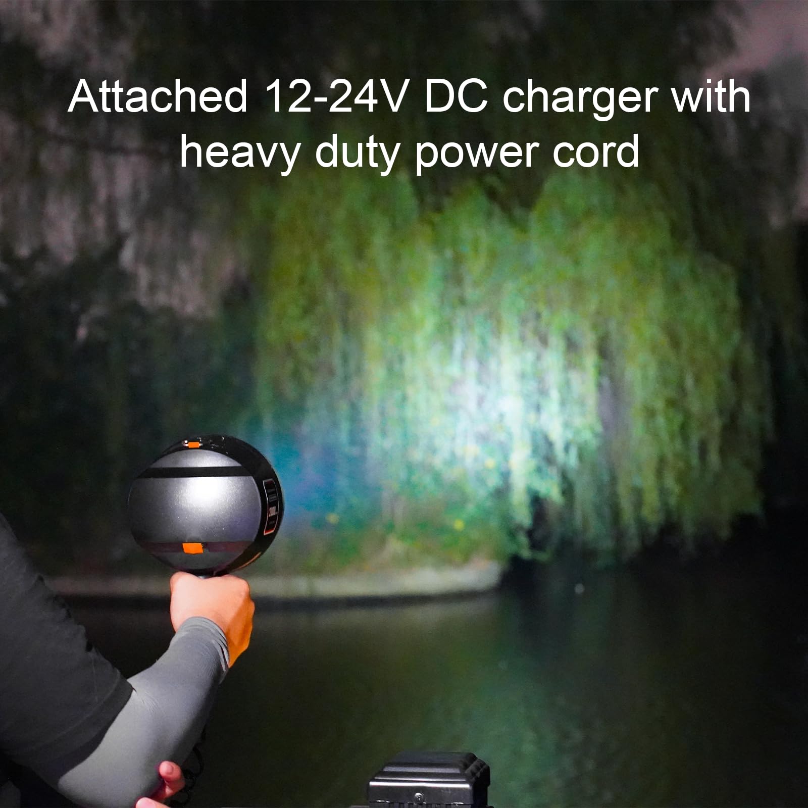 GOODSMANN 12V LED Handheld Spotlight - 2000 Lumen, Black, Model 9212-89401-01A, Ideal for Boat and Hiking Use