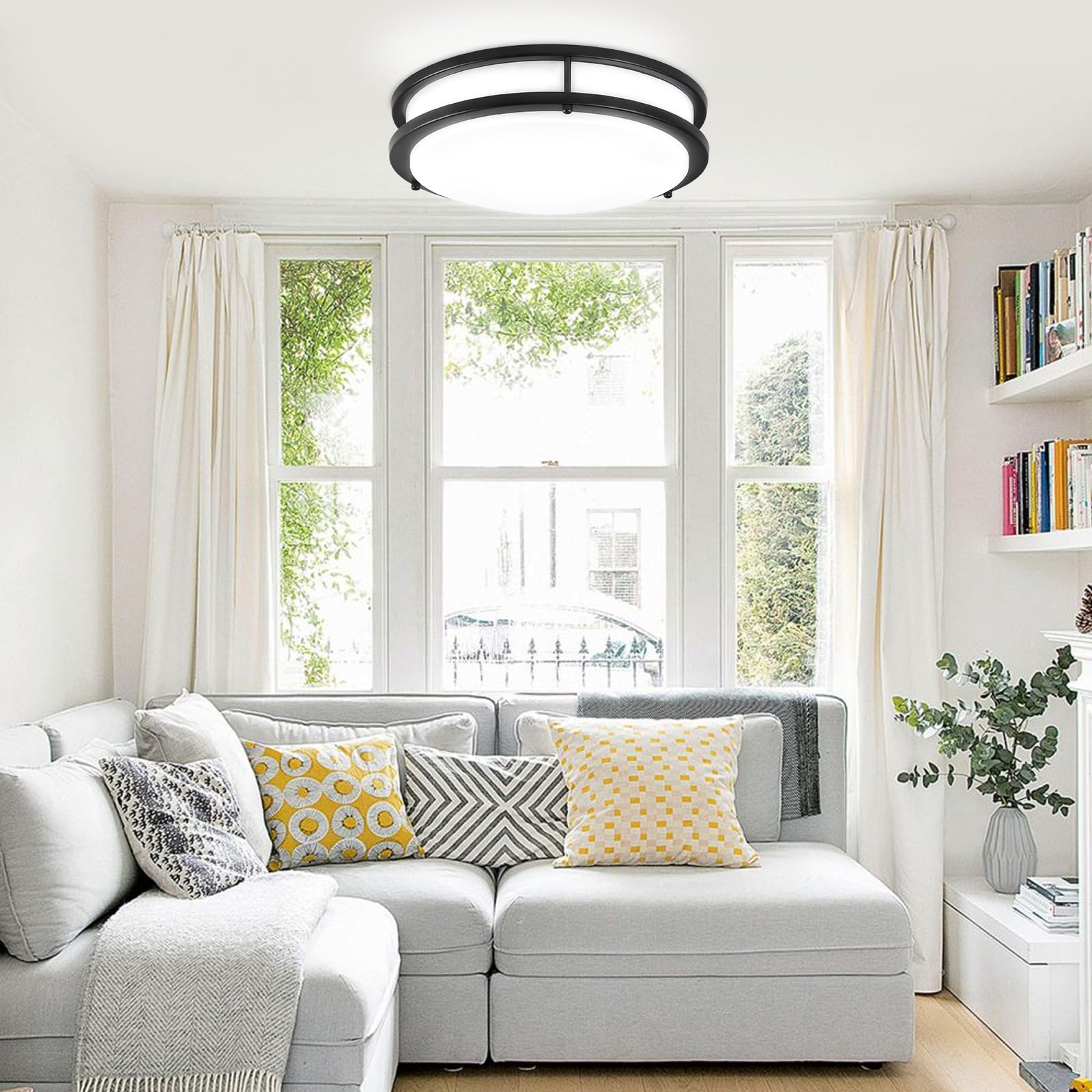 Dllt 32W Led Ceiling Light Fixture, 13In Flush Mount Ceiling Light, Black Lamp For Bedroom, Kitchen, Hallway, Closet, 3000-6000K