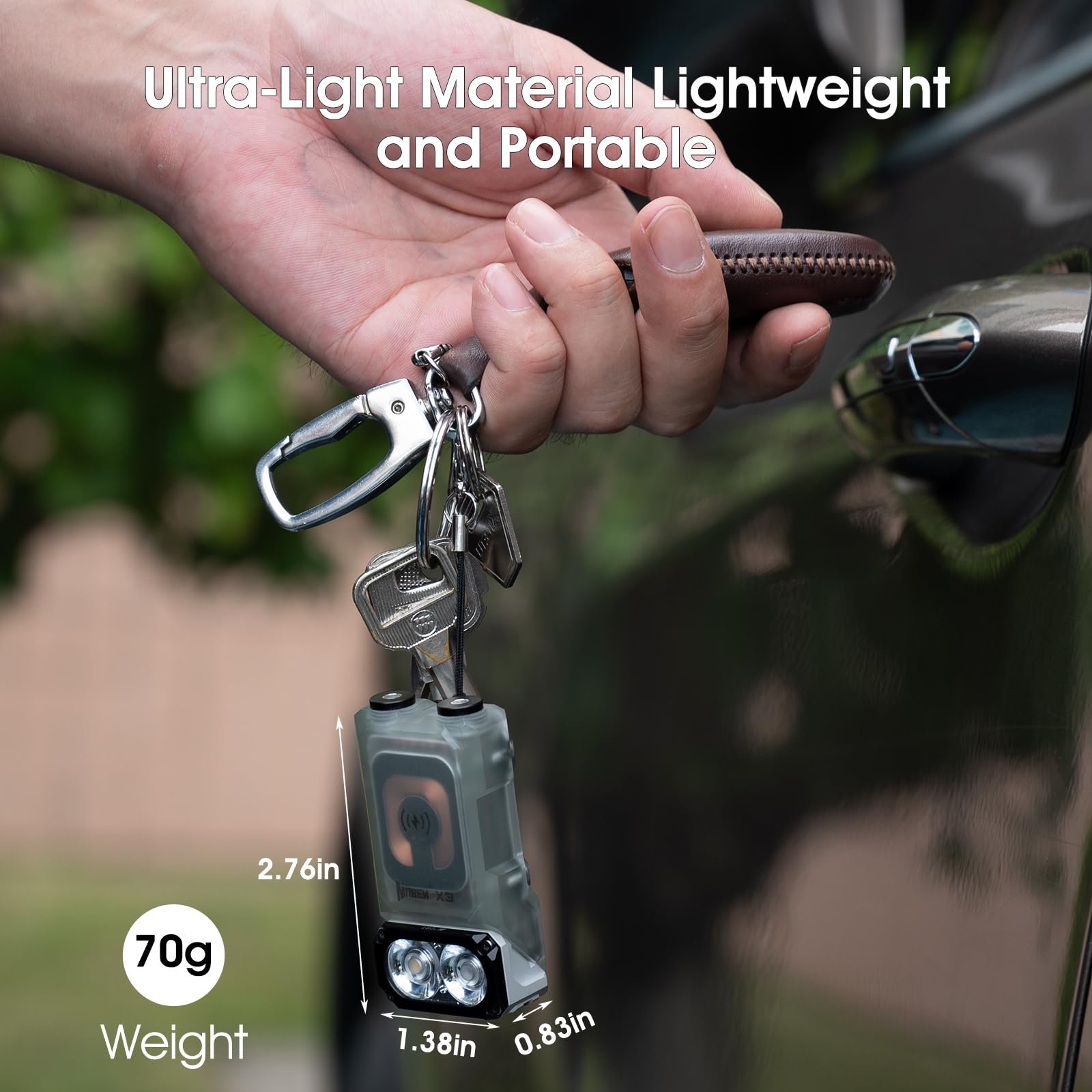 WUBEN X3 Mini Flashlight - 180° Rechargeable, IP65 Waterproof, 10 Modes, White X3 & Black Base, Compact Keychain Light for Camping & Outdoor Use