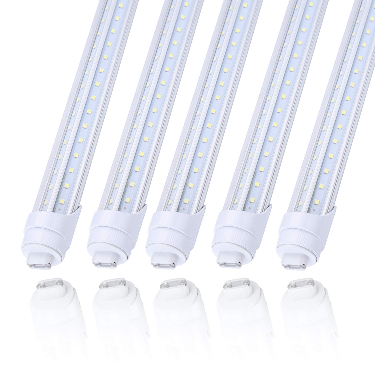 25Pack 8Ft R17D V Shaped Led Light Tube Bulb 65W Rotatable Ho Base 2Row,Need Bypass Ballast,Replace 150W Fluorescent Shop Lights