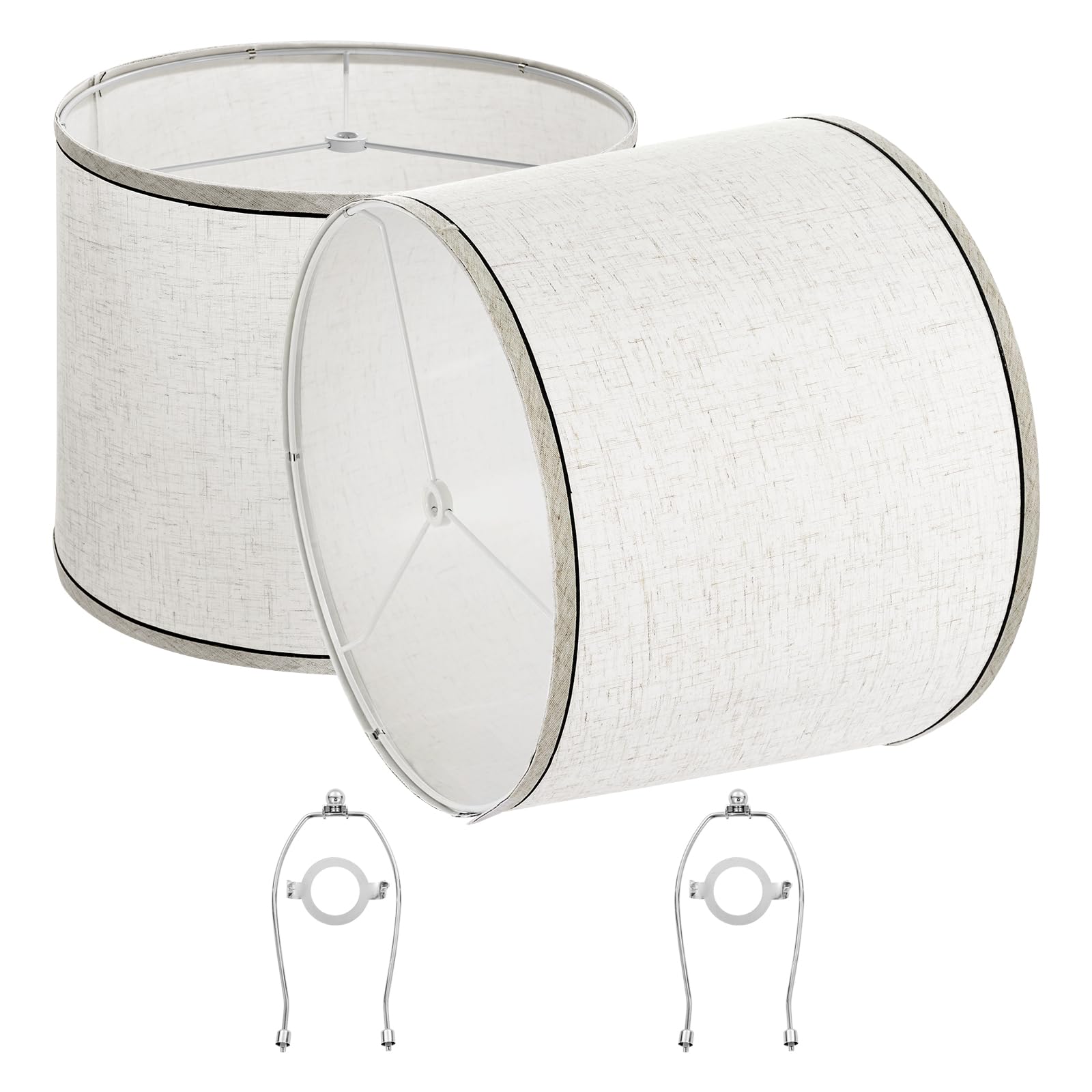 VEVOR Lamp Shade Set, Medium Spider Fitter, Light Linen, 11inx13inx10in, Model qianyamaheibian, Replacement for Table & Floor Lamps