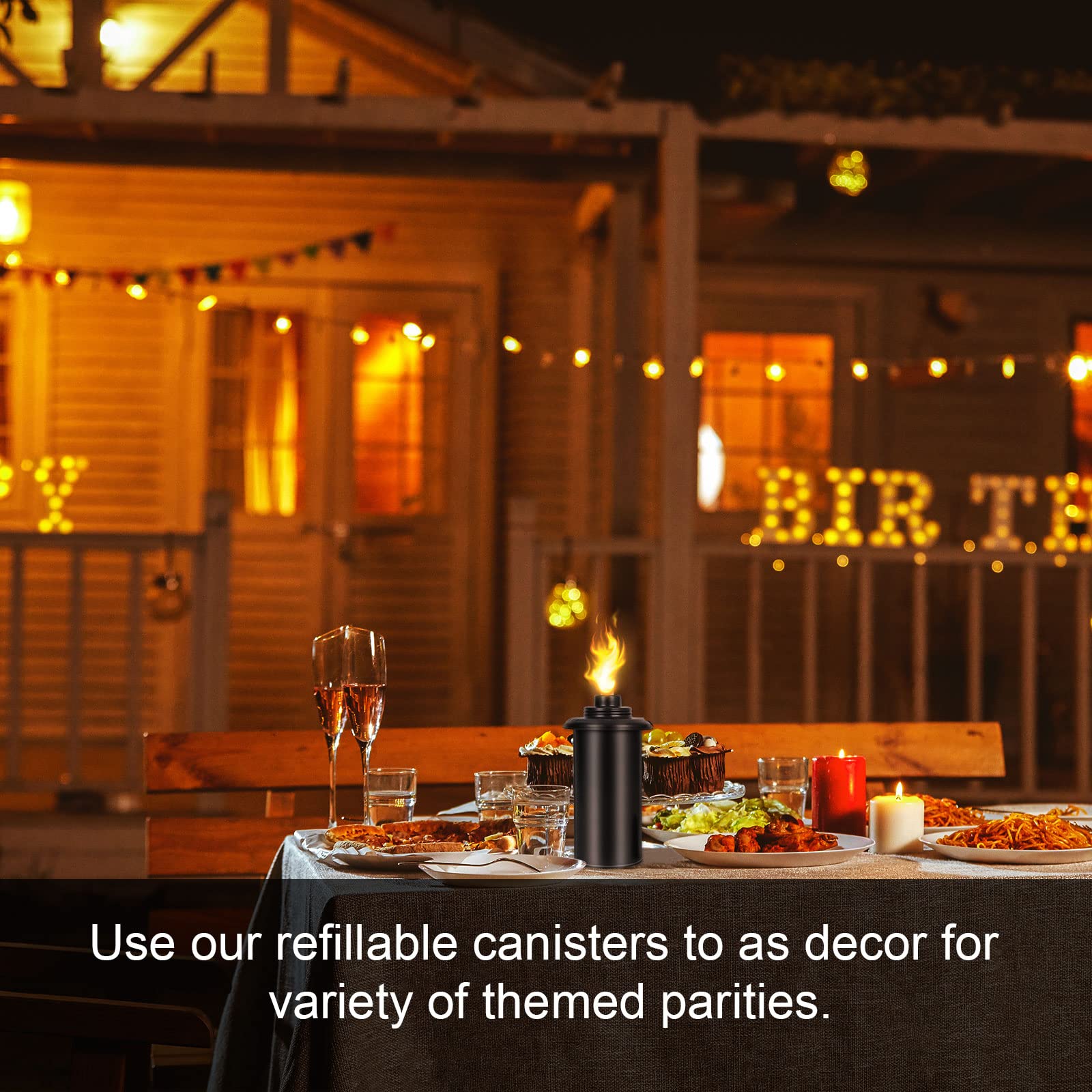 Taotazon 16Oz Torch Canisters - 4 Pack Refillable Metal Lanterns With Wicks & Caps For Garden, Patio Decor