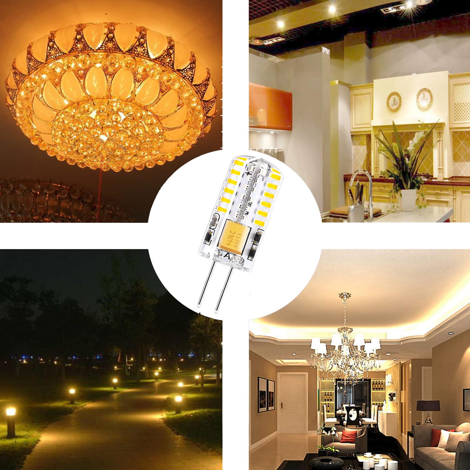 DOPKUSS G4 LED Bulbs 12V Bi-Pin Base Warm White 2700K Non-Dimmable 3W, 10-Pack