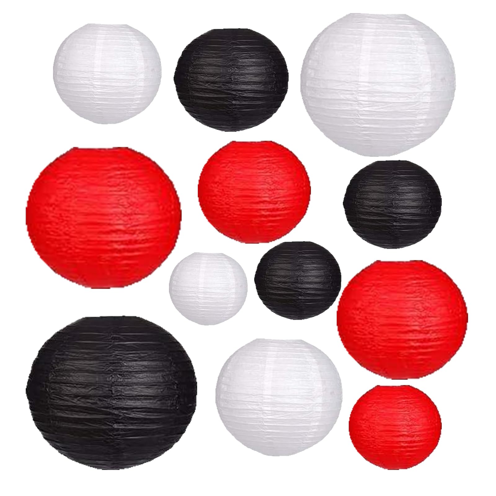 12Pcs Paper Lanterns 6   , 8   , 10   , 12   ,Paperlanterns Party Decoration, Black White Red Paper Lanterns for Wedding, Bridal