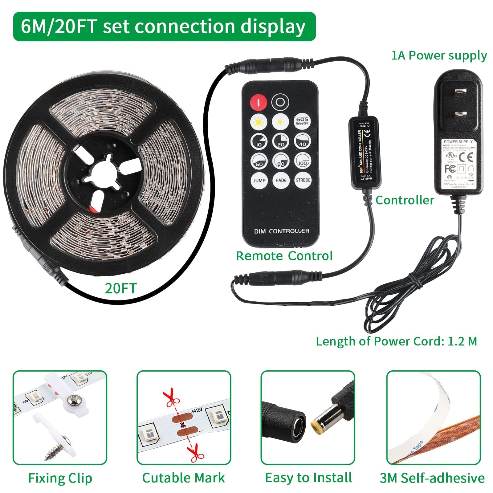 Thecham 20Ft Black Light Strip With Remote, 360 Led, 3 Modes For Glow Parties & Stage Lighting