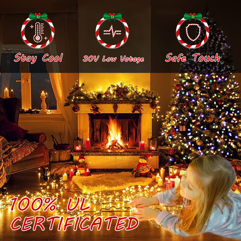 realization Christmas Lights Outdoor 105FT 300 LED Warm White Waterproof Fairy String Lights, Model YLS1000WD01