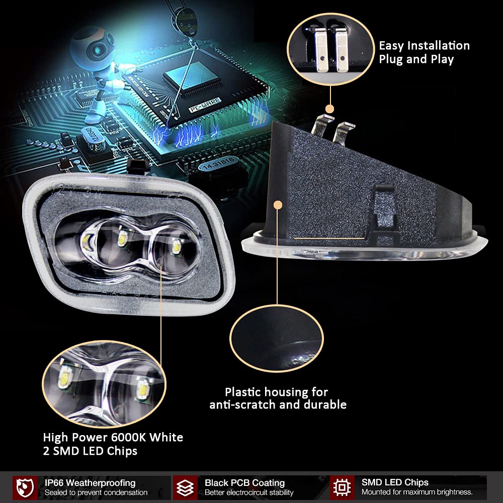 D-Lumina Led Side Mirror Puddle Light Assembly Compatible With Fo-Rd 2015-2021 F-150 2017-2021 F-250 F-350 Super Duty, Under Mir
