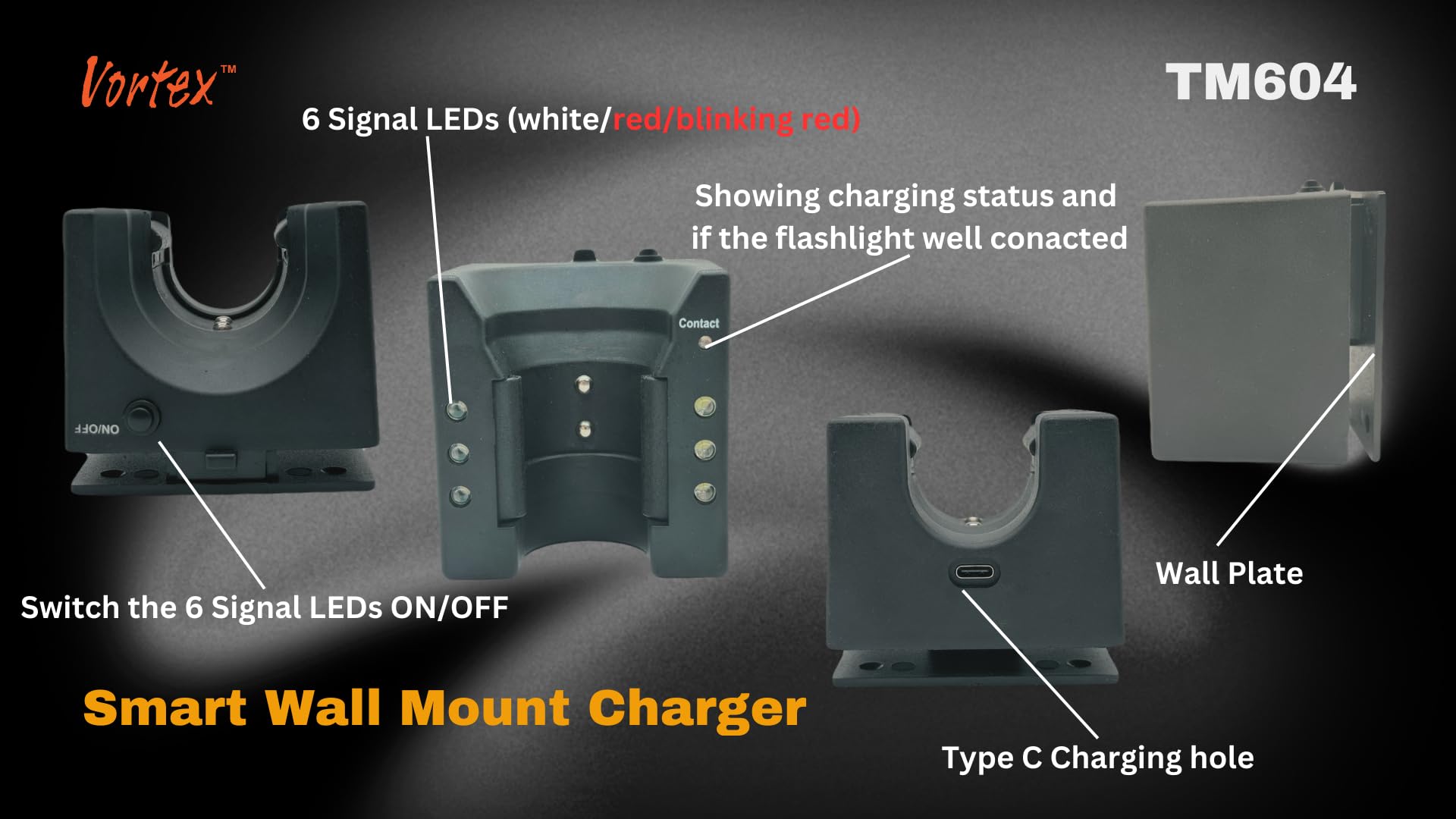 Vortex TM604 Emergency Powerful LED Wall Mount High Power 1745 Lumen 7/24 Stand by Tactical Function Car & Home Safeguard Securi