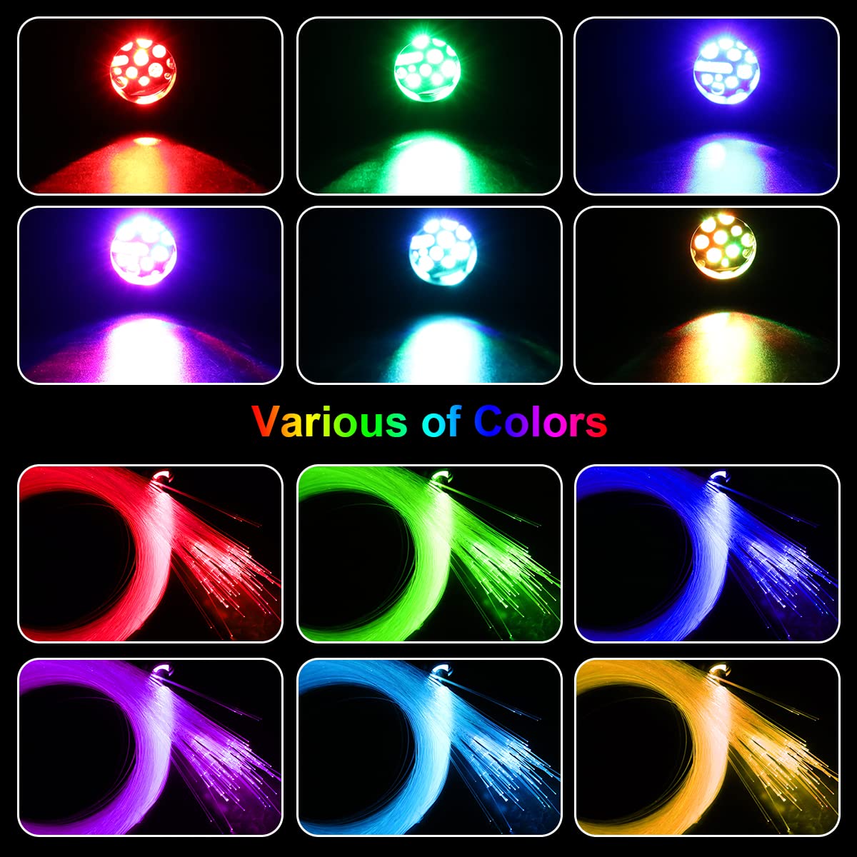 Akepo Small Size 16W Rgbw App Twinkle Fiber Optic Lights, Music Activated 300Pcs 0.03In 9.8Ft/3M Optical Fiber Star Ceiling Ligh