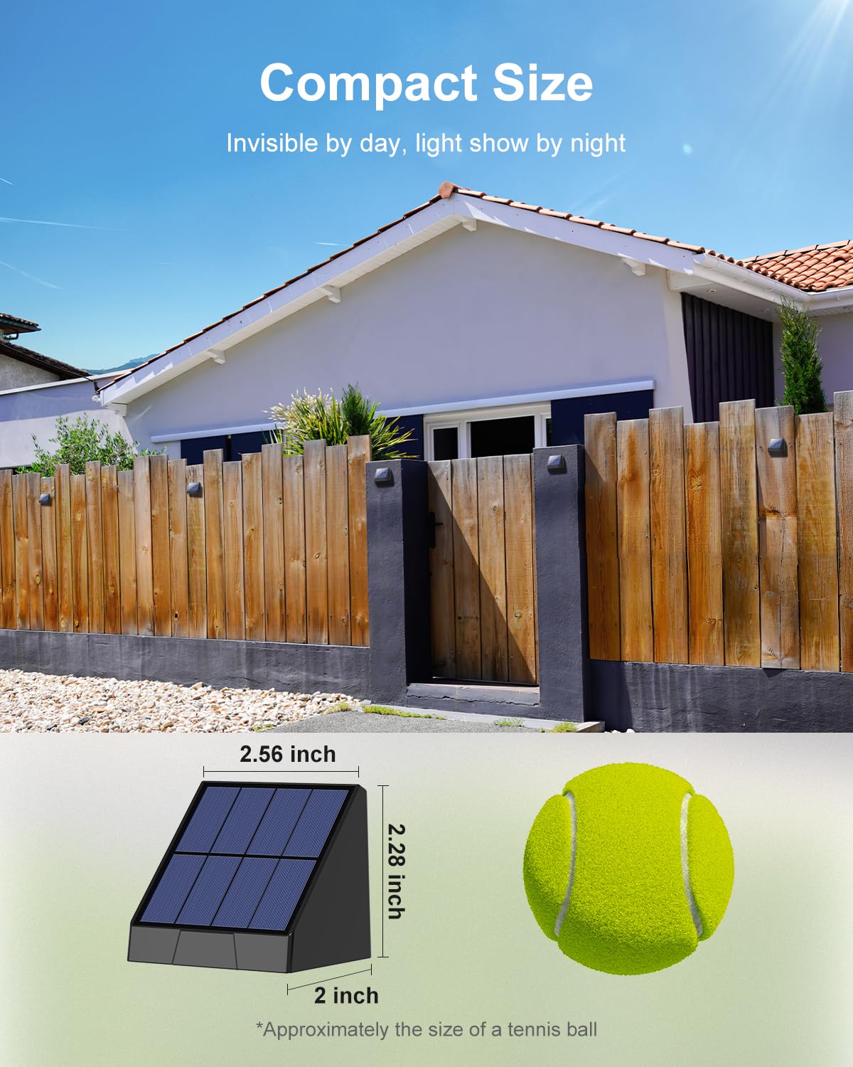 16 Pack Decorative Solar Powered Fence Lights Outdoor Waterproof With Cool White Led Spot Lens, For Outside Wall, Deck, Patio, Y