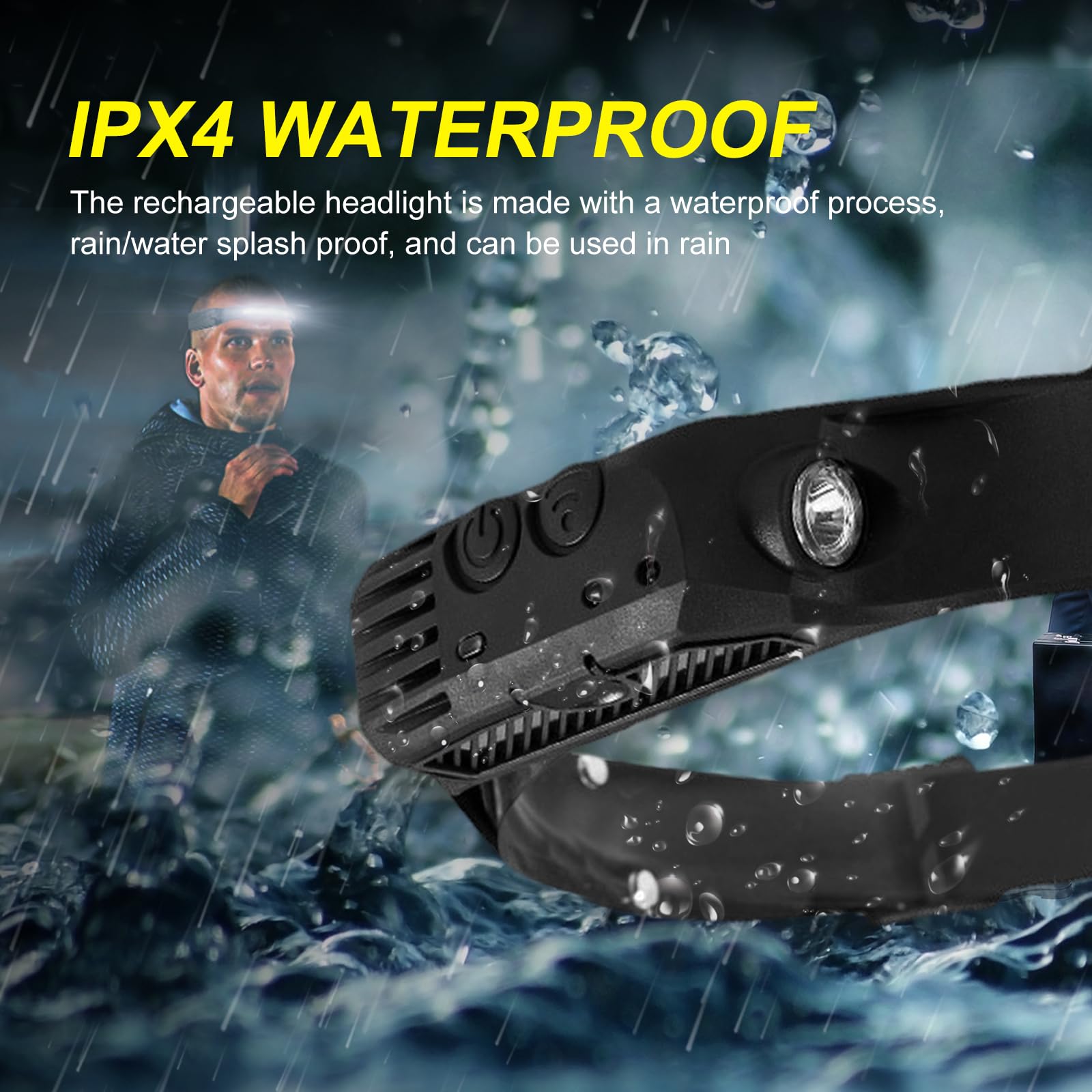 Inwosney Led Headlamp With Motion Sensor, 230° Wide Beam, 10 Modes, Waterproof For Camping