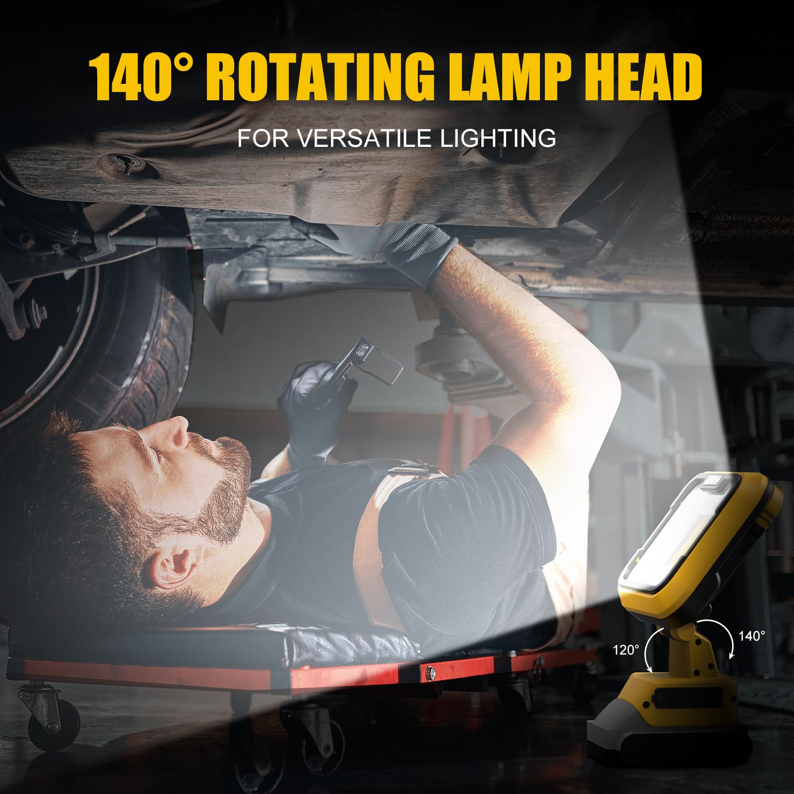 Eefow Work Light For Dewalt Battery: Portable 2 Cob Lamp 6400Lumen Bright - 64W Led Lighting For Dewalt 18V 20V Max Battery Oper