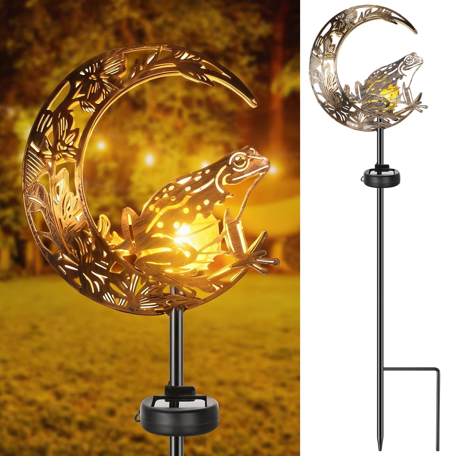 VIHOSE Solar Hummingbird Outdoor Lights Waterproof Moon Garden Stake Lights Warm White LED Decorative Pathway Lighting for Yard,