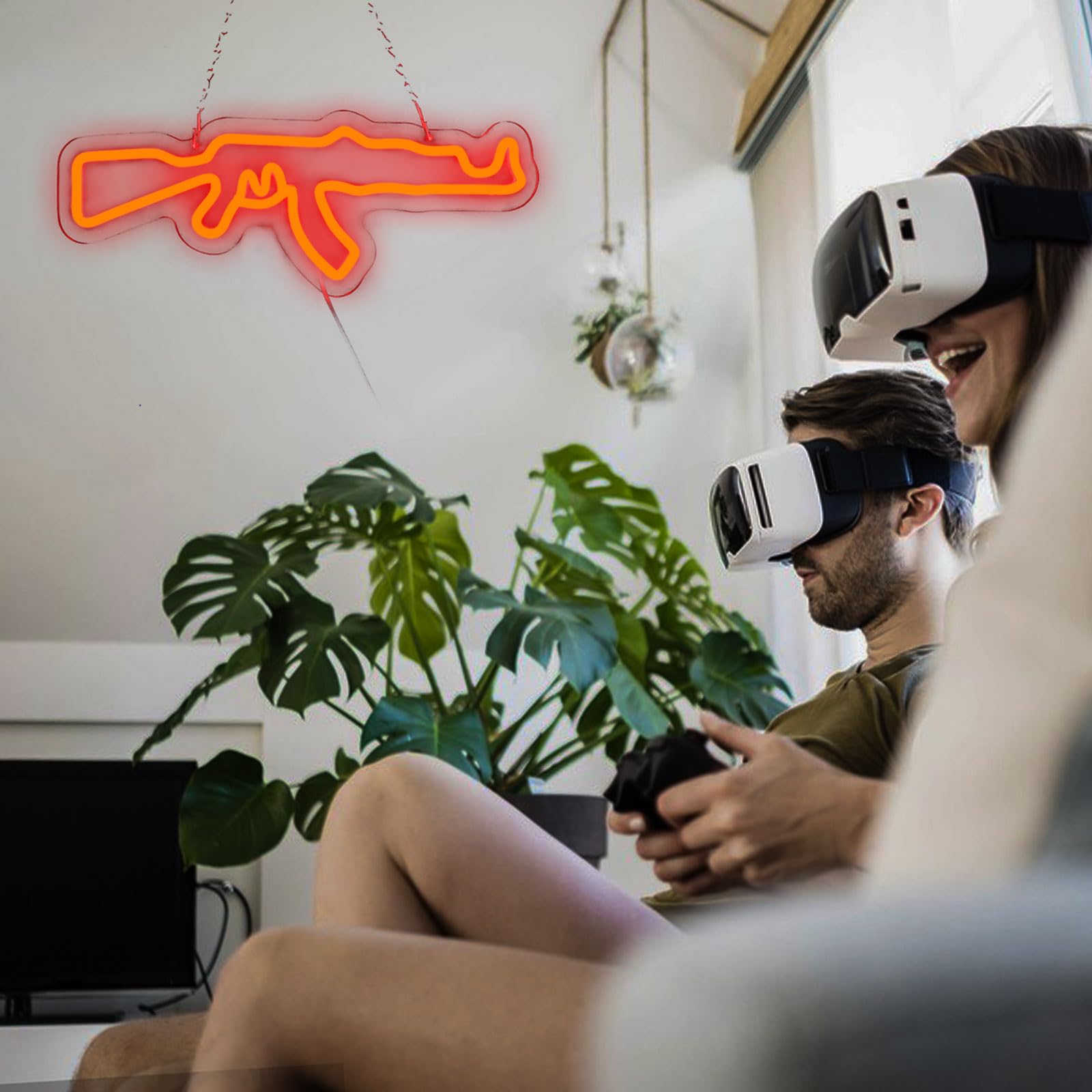 Ak47 Gun Neon Sign Gun Neon Light Led Neon Sign For Wall Décor Dimmable Led Neon Light For Bar Restaurant Music Concert Man Cave Wall Art 16.5"×6.3"