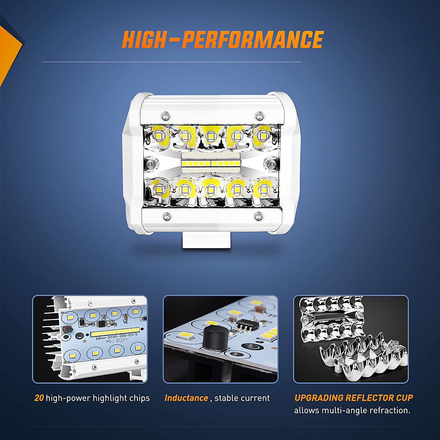 Nilight Marine Led Light Pods Navigation Lights 2Pcs 4 Inch White Spot Flood Combo Ponton Boat Deck Dock Lights For Night Fishin