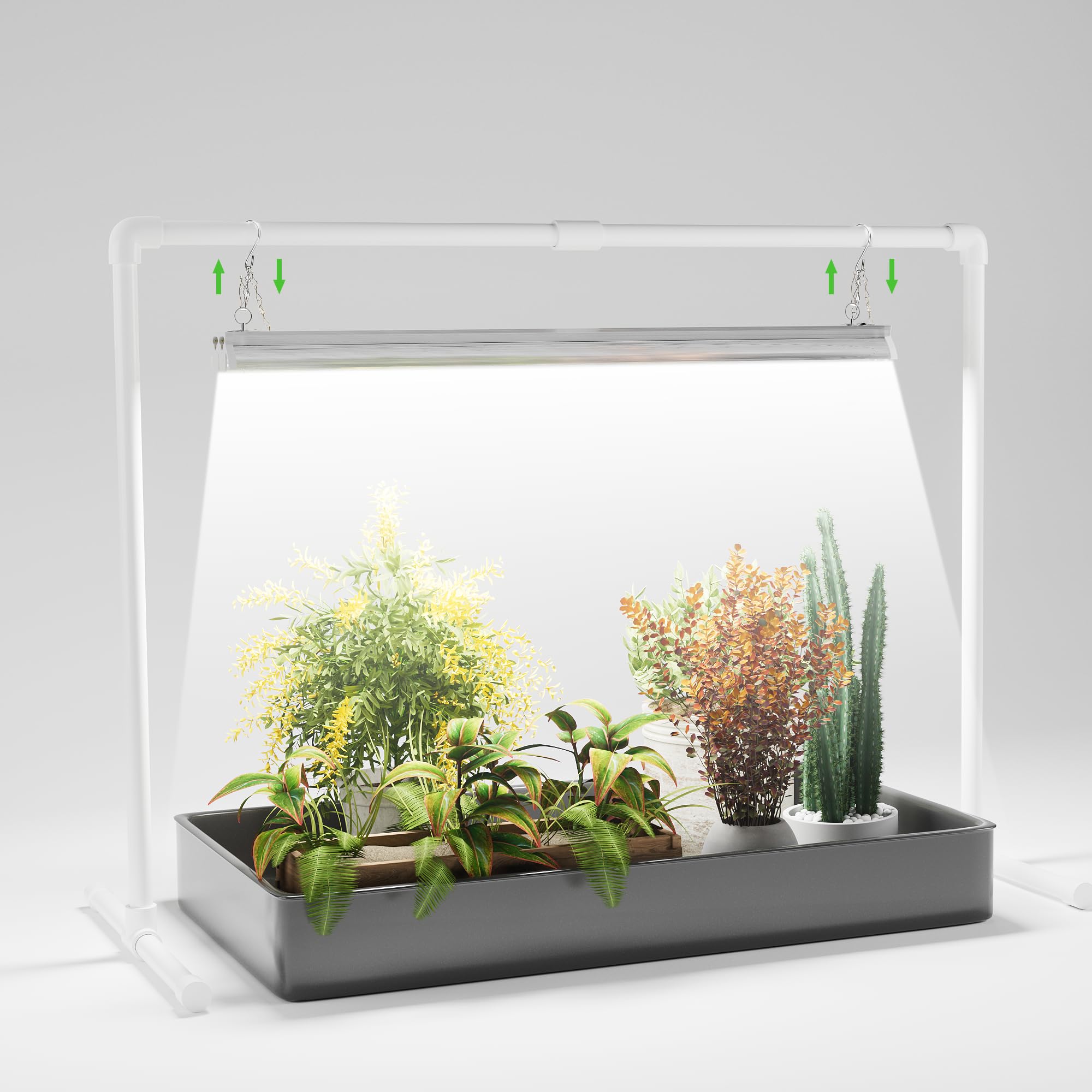 AWLYLNLL Grow Light Kit, Double Tube T5 1.4Ft, Height Adjustable, 5000K White Spectrum, Aluminum Stand, for Seed Starting