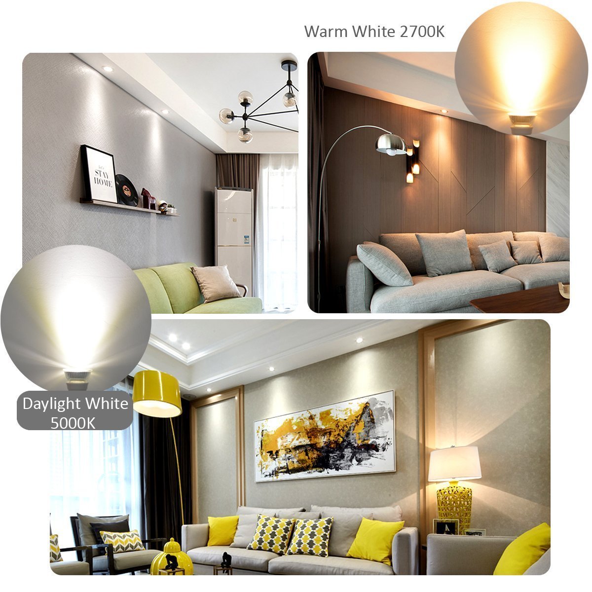 CTKcom 5W LED COB Spotlight Bulb - 4 Pack, Cool White, 60° Flood, 6000K, E26 Base, 50W Halogen Equivalent