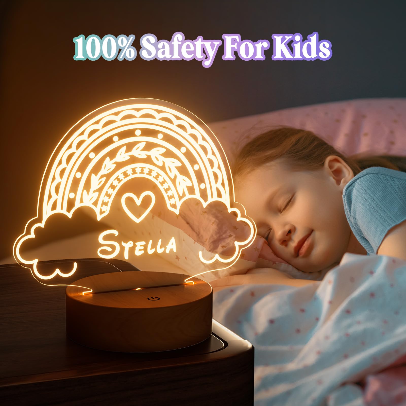 Burst Bird Personalized Baby Gift Name Night Light for Kids Girls Boys Nursery Decor with Rainbow Cloud Nursery Night Light ?Inc