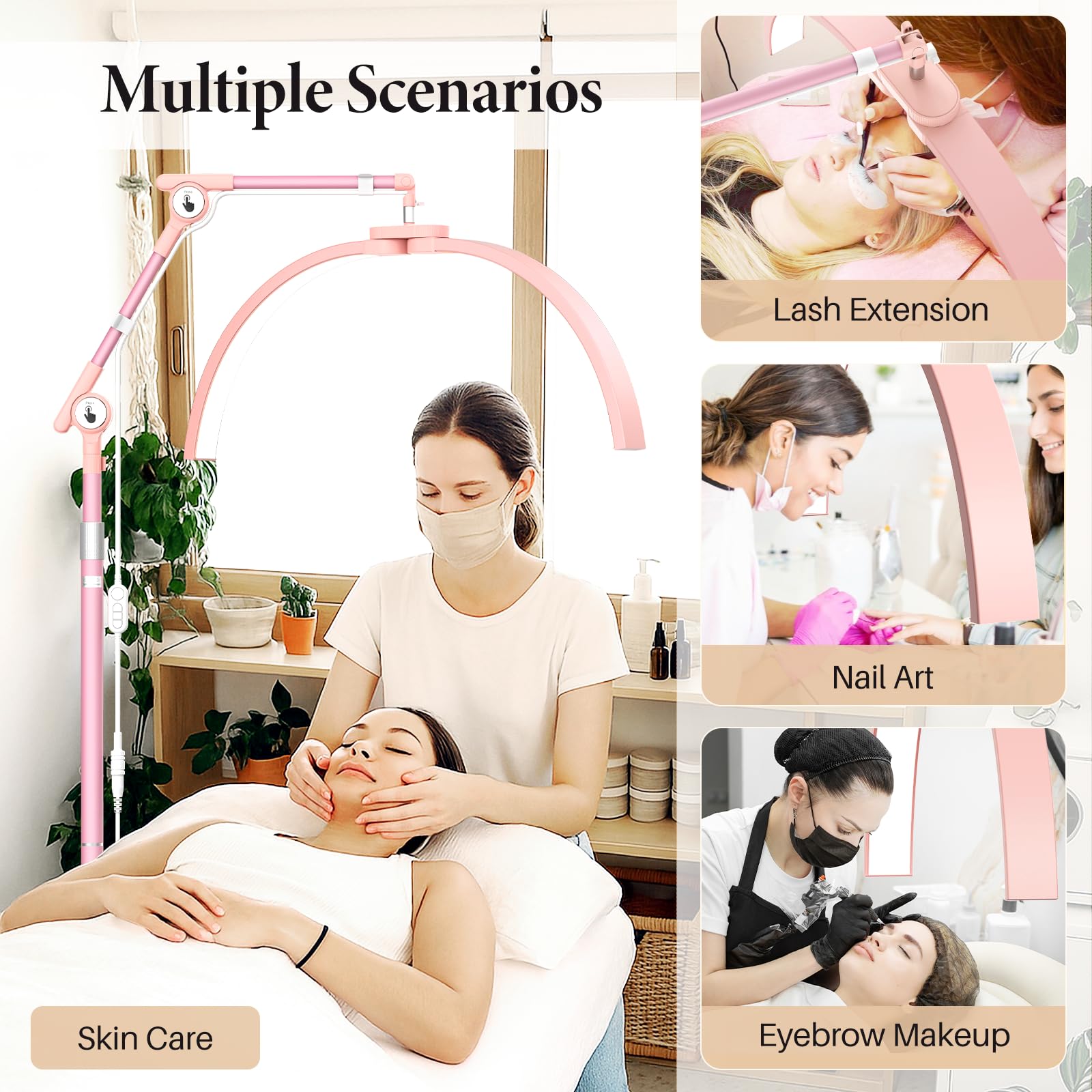 Lionvison Half Moon Lash Lighting: Led Lash Lamp For Eyelash - 2Nd Adjustable Brightness Warm To Cool Esthetician Light For Lash Artist Tattoo Salon