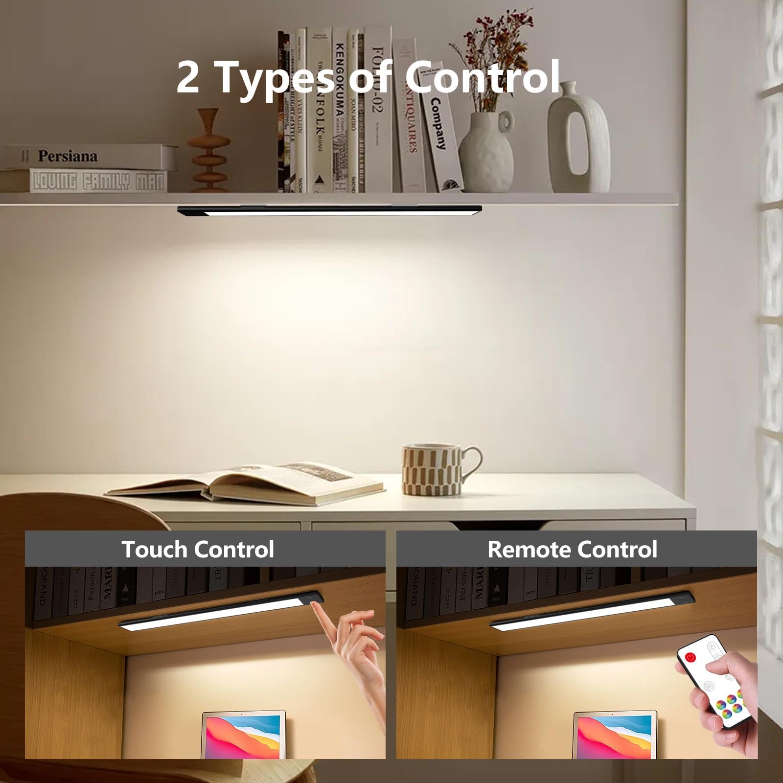 Kitloo Led Under Cabinet Lights, Color Changing Rechargeable Rgb Lighting With Remote Control