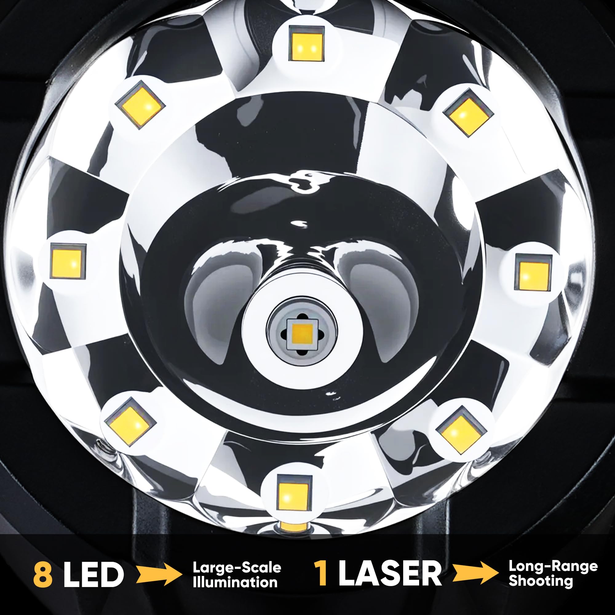 MOONASION Rechargeable Spotlight 100000 Lumen LED Flashlight with COB Light, Black, Model SP-2, Ideal for Boating and Camping