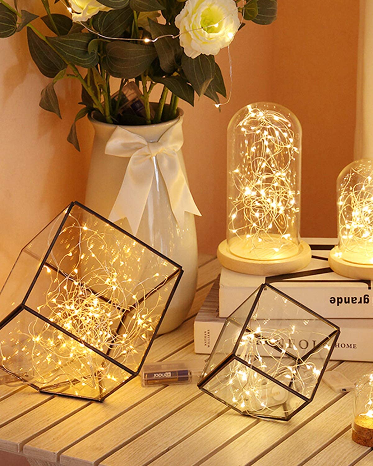 Lihiton 1 Pack Led Fairy Lights USB Powered String Lights Waterproof Copper Wire 16 Feet 50 Led Firefly Starry Moon Lights for D