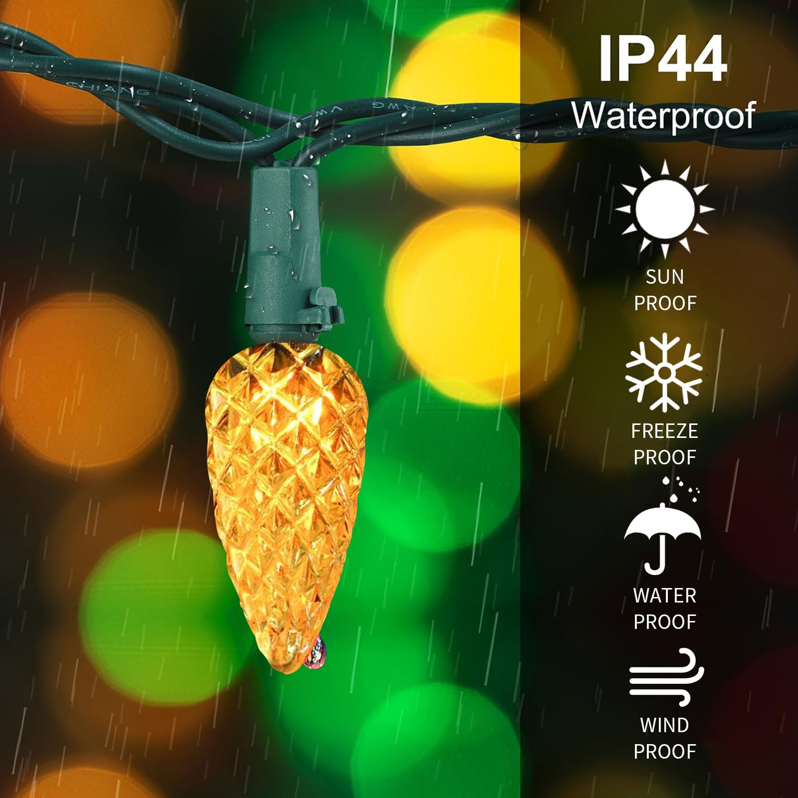 Olixmlya 50Led C6 Christmas Lights 23Ft C6 Led Christmas Lights C6 Christmas String Lights Connectable Plug-In For Indoor Outdoo