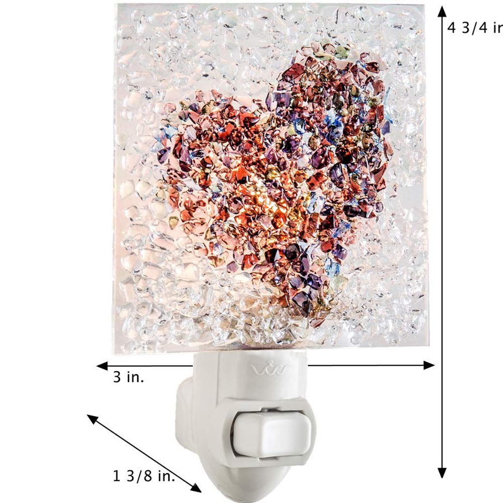 J Devlin Glass Art Stained Glass Night Light, Purple, Green, Blue, Plug In Nightlight For Bedroom/Bathroom/Stairway/Hallway Home