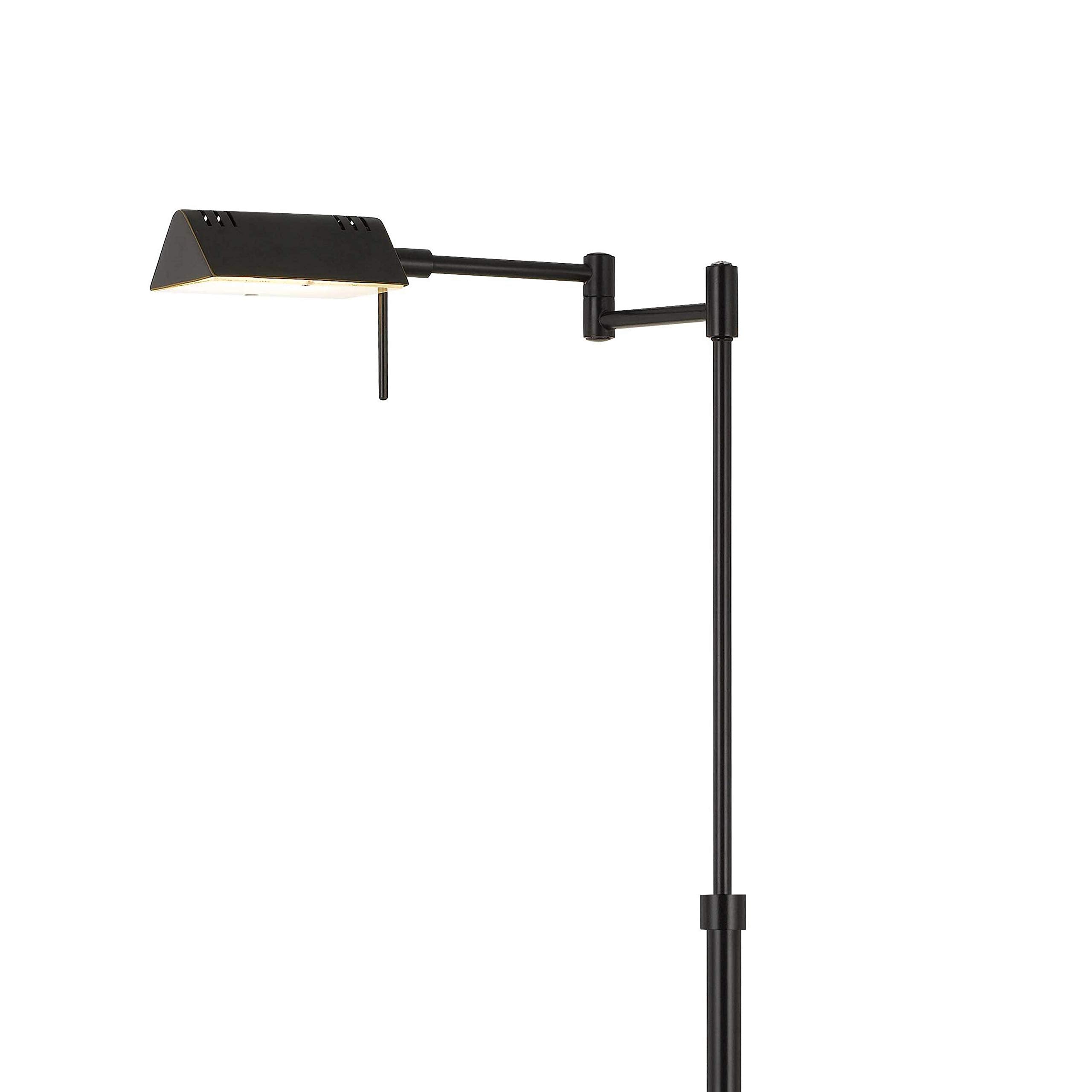 Benzara 10W LED Adjustable Metal Floor Lamp, Swing Arm, Black, Model BM224743