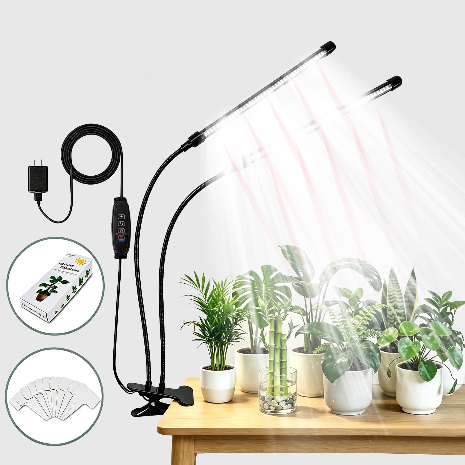TOEKSIX Full Spectrum 84 LED Grow Light for Indoor Plants, 6500K Plant Light with 4/8/12/18H Timer, 10 Dimmable Levels & 3 Modes