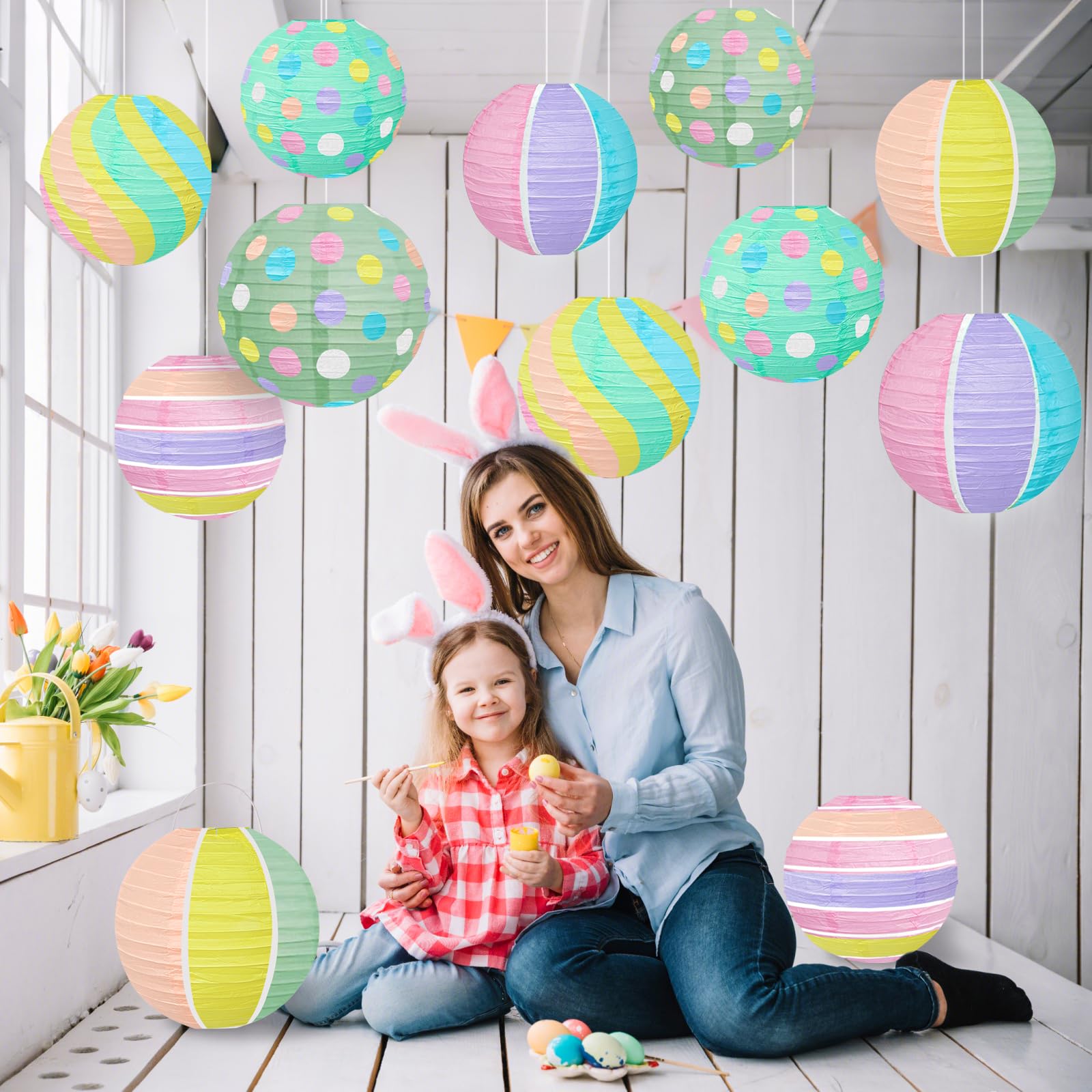 Adlkgg Pastel Paper Lanterns, Pastel Hanging Paper Lanterns For Baby Shower Wedding Birthday Party Indoor Outdoor Yard Decor, Tr