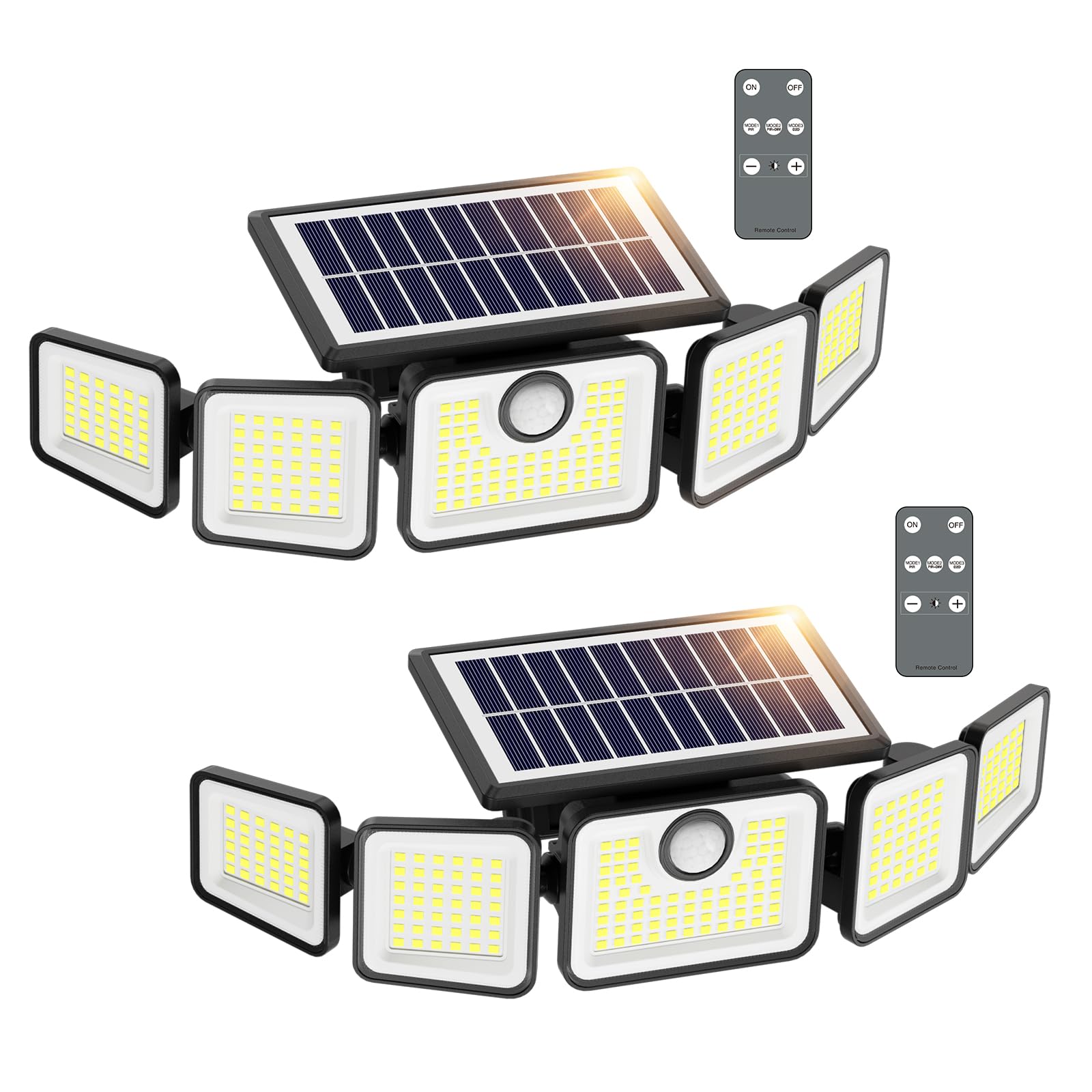 SZPOWER Solar Flood Lights 6000LM, 230 LED, Motion Sensor, Waterproof, Remote Control, Black, Model SZC10A5-TY, 2 Pack
