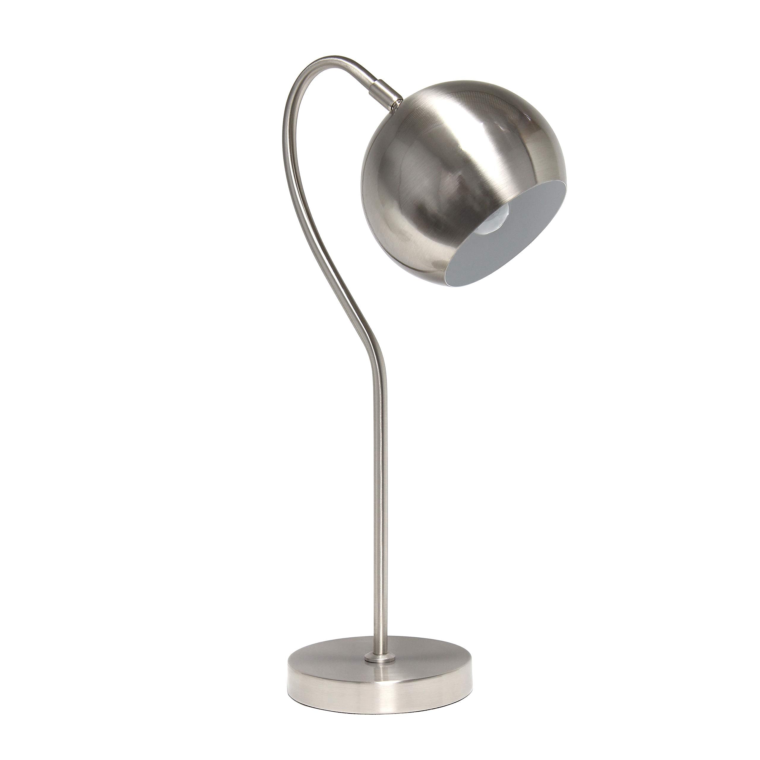 Elegant Designs LT1061-BSN Modern Metal Half Moon Table Lamp 20in Brushed Nickel for Home Décor, Bedroom, Office, Living Room