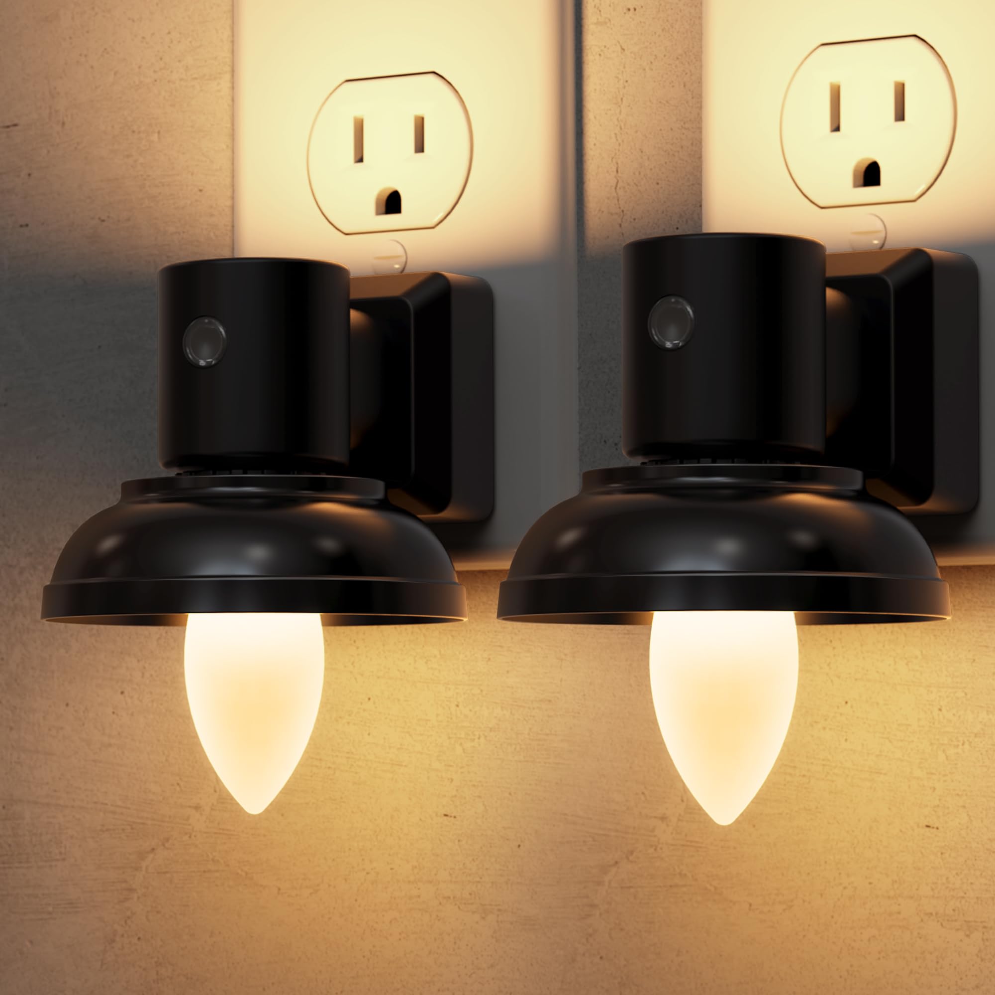 L LOHAS LED Night Light, 2 Pack Night Lights Plug into Wall, 3000K Warm White, Farmhouse Barn Plug in Light with Dusk to Dawn Se