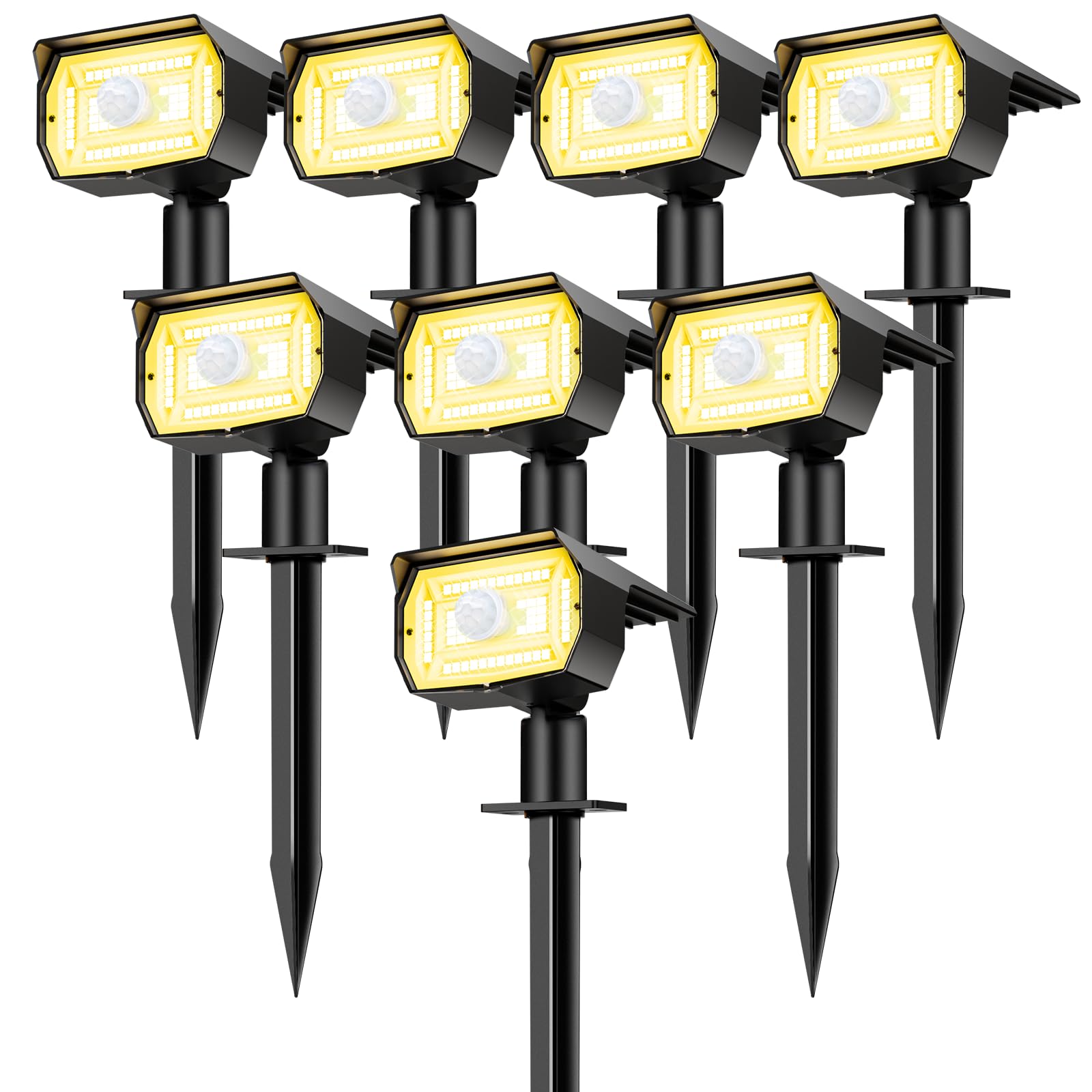 Solar Spot Lights Outdoor Motion Sensor with 3 Modes, [ 8 Pack/56 LED ] Solar Spotlights Outdoor Waterproof 2-in-1 Auto On/Off S