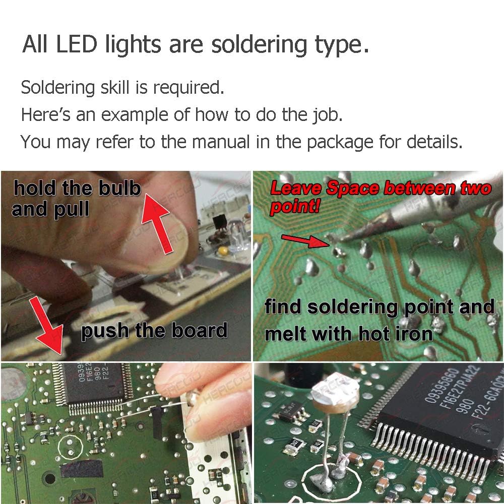 HERCOO White LED Lights Bulbs of AC Climate Heater Control Compatible with Chevy 03-06 Silverado Avalanche Tahoe Suburban, 05-09