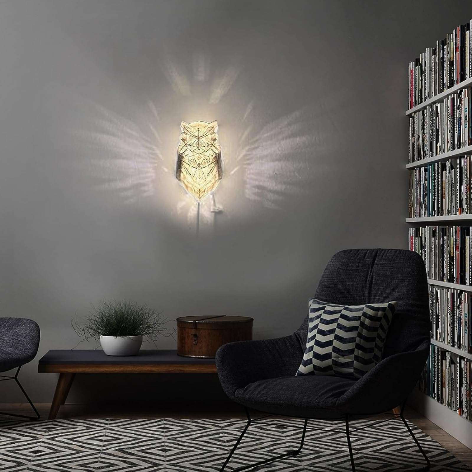 Isfiba 3D Animal Led Wall Lamp, Led Home Decoration Lamp, Atmosphere Rendering Lamp, For Study, Bedroom, Dining Room, Stairway, Hallway, Bar?Built-In Battery And Hook, Turn On And Go(Night Owl)