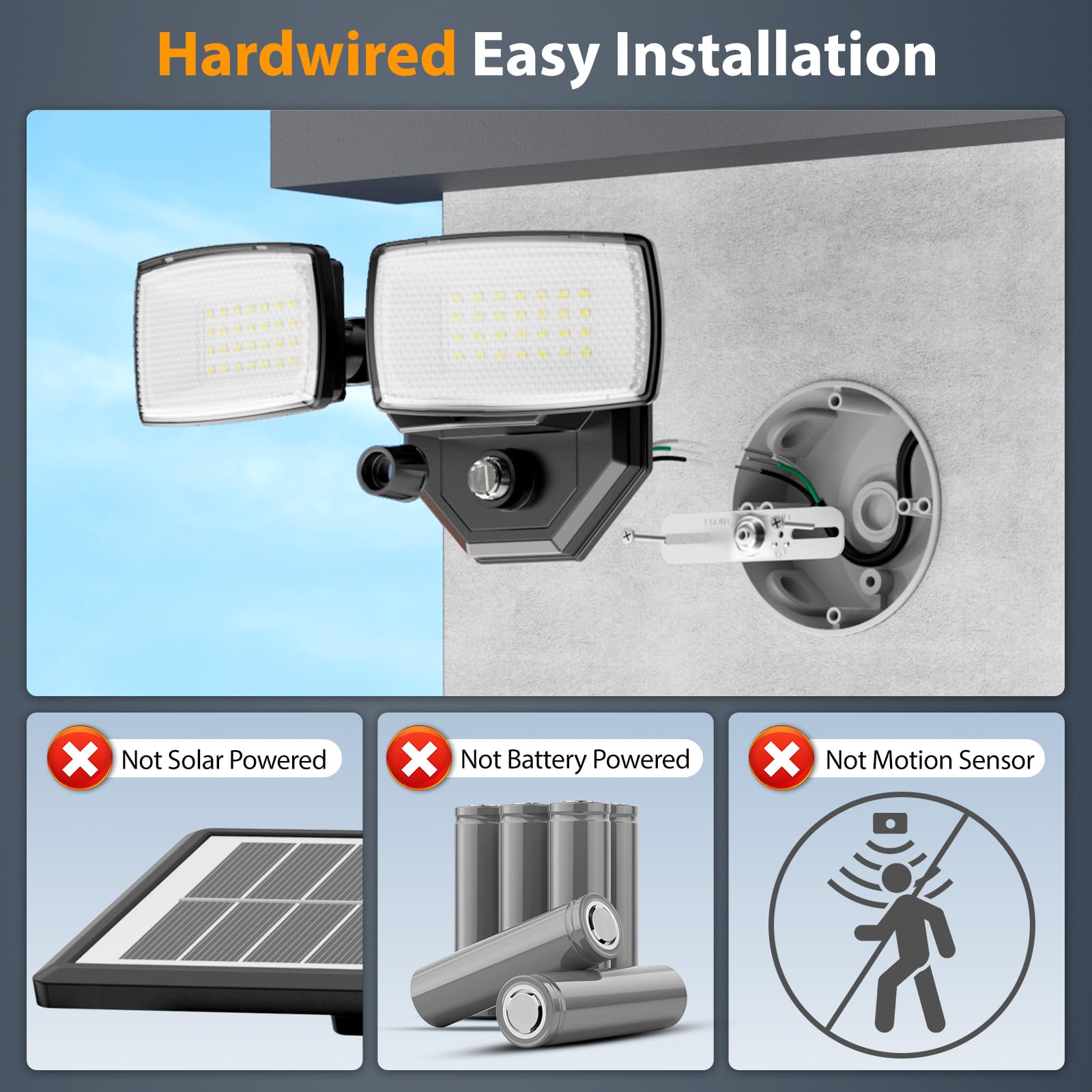 Onforu 32W Dual-Head Flood Light, 3200LM, 6500K, IP66 Waterproof, Black Outdoor Security Lighting for Patio Garden