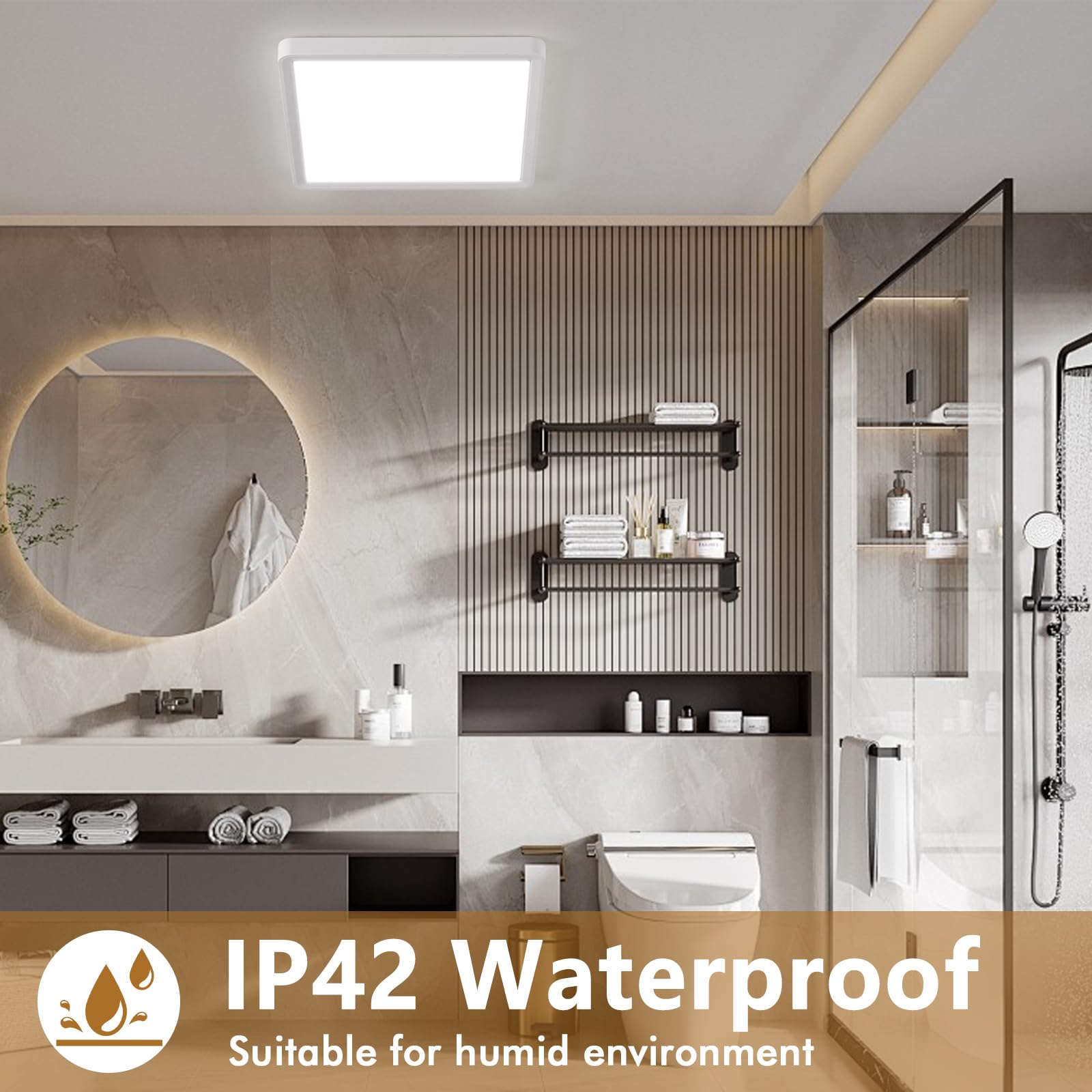 12 Inch 6Pk Square Led Flush Mount Ceiling Light, 30W, 3000Lm Square Led Ceiling Light 3000K/4000K/6000K Cct Selectable, Led Fla