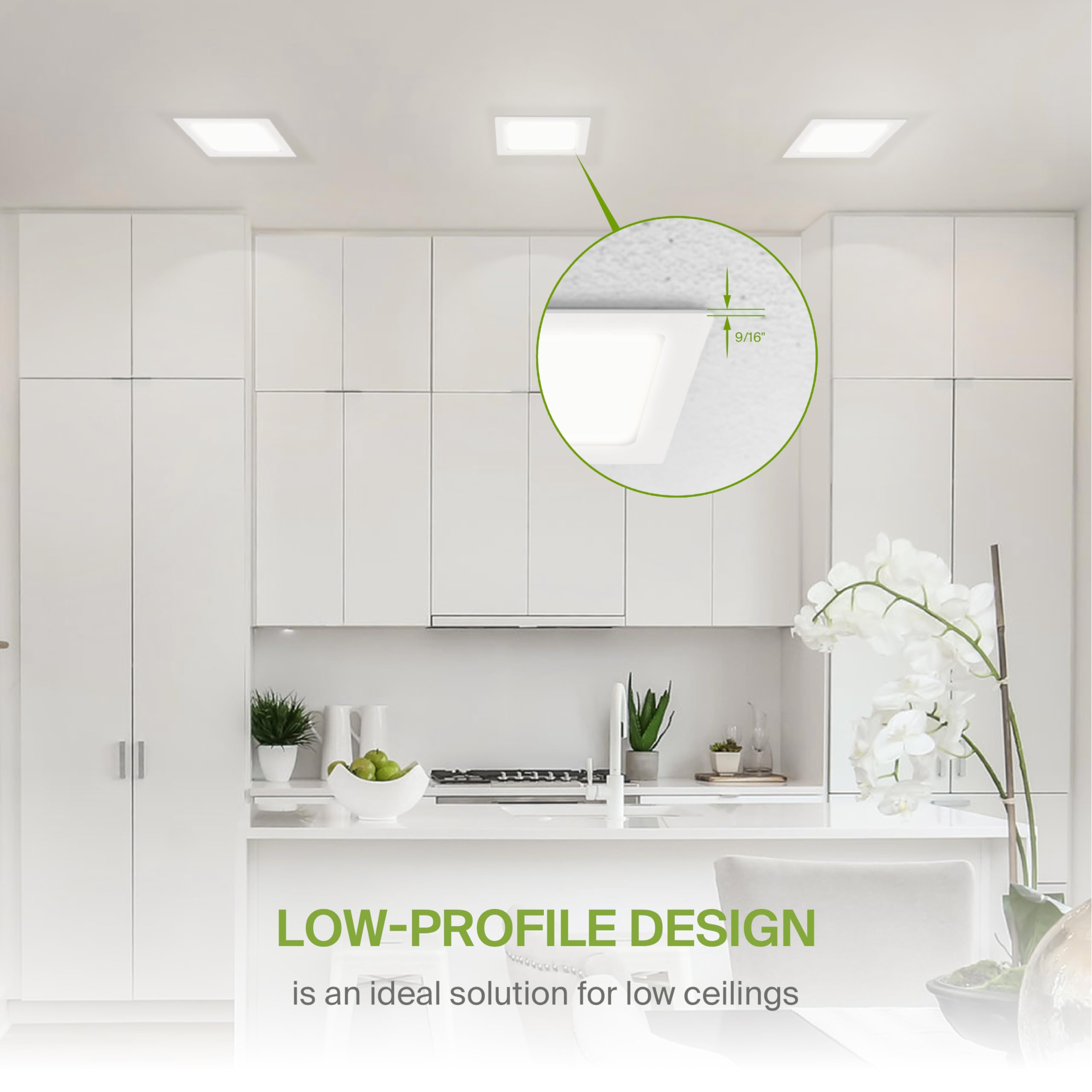 Asd 1 Pack Led Square Recessed Lighting 8 Inch  5 Cct 2700K-5000K Cri90+  20W 70W Eqv  Ultra Thin Dimmable Ceiling Lights With J Box  Canless Wafer Downlight  Slim Panel Light  Ul Energy Star  White