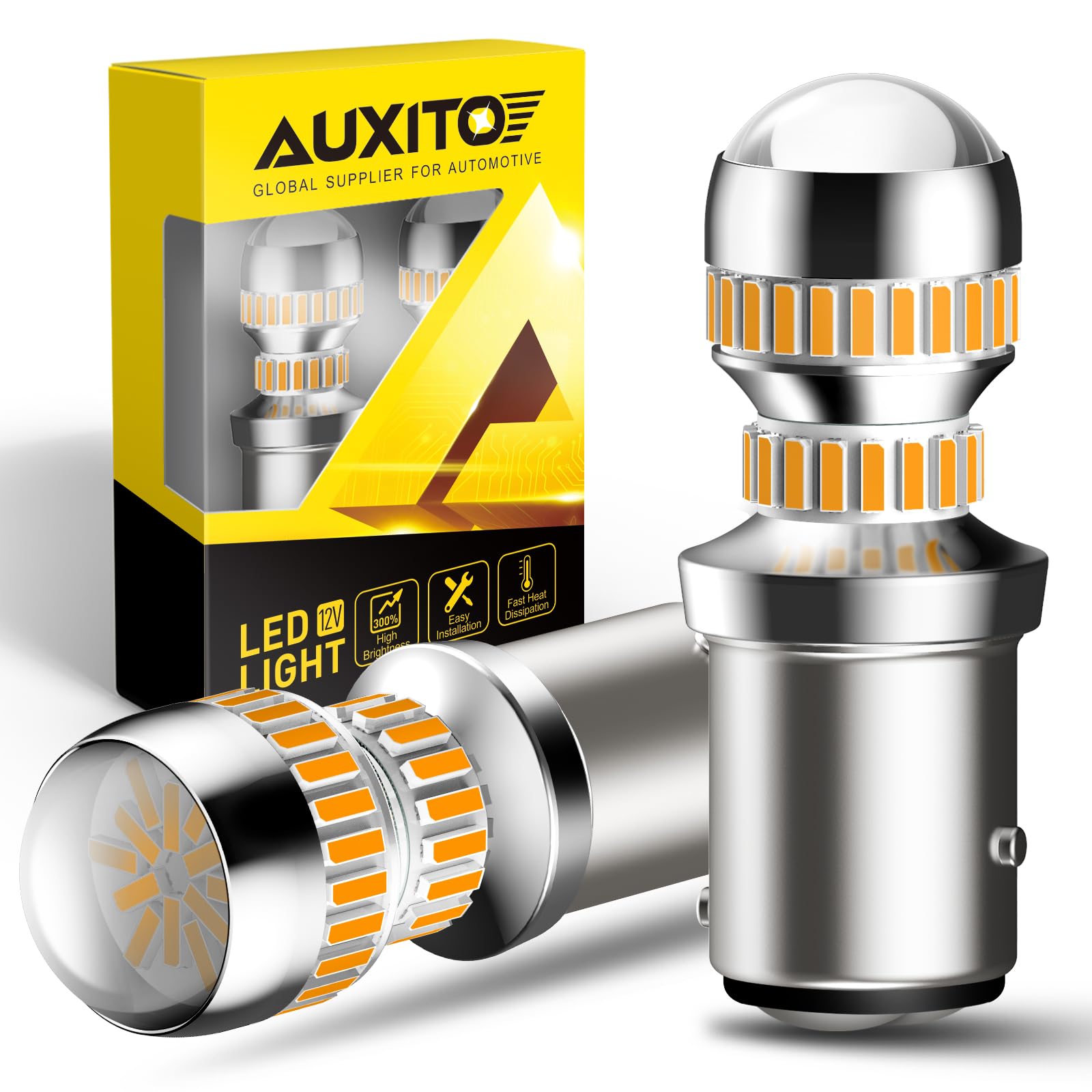 AUXITO 1157 LED Bulb Amber Yellow 400% Brightness Turn Signal Light Kit, Pack of 2