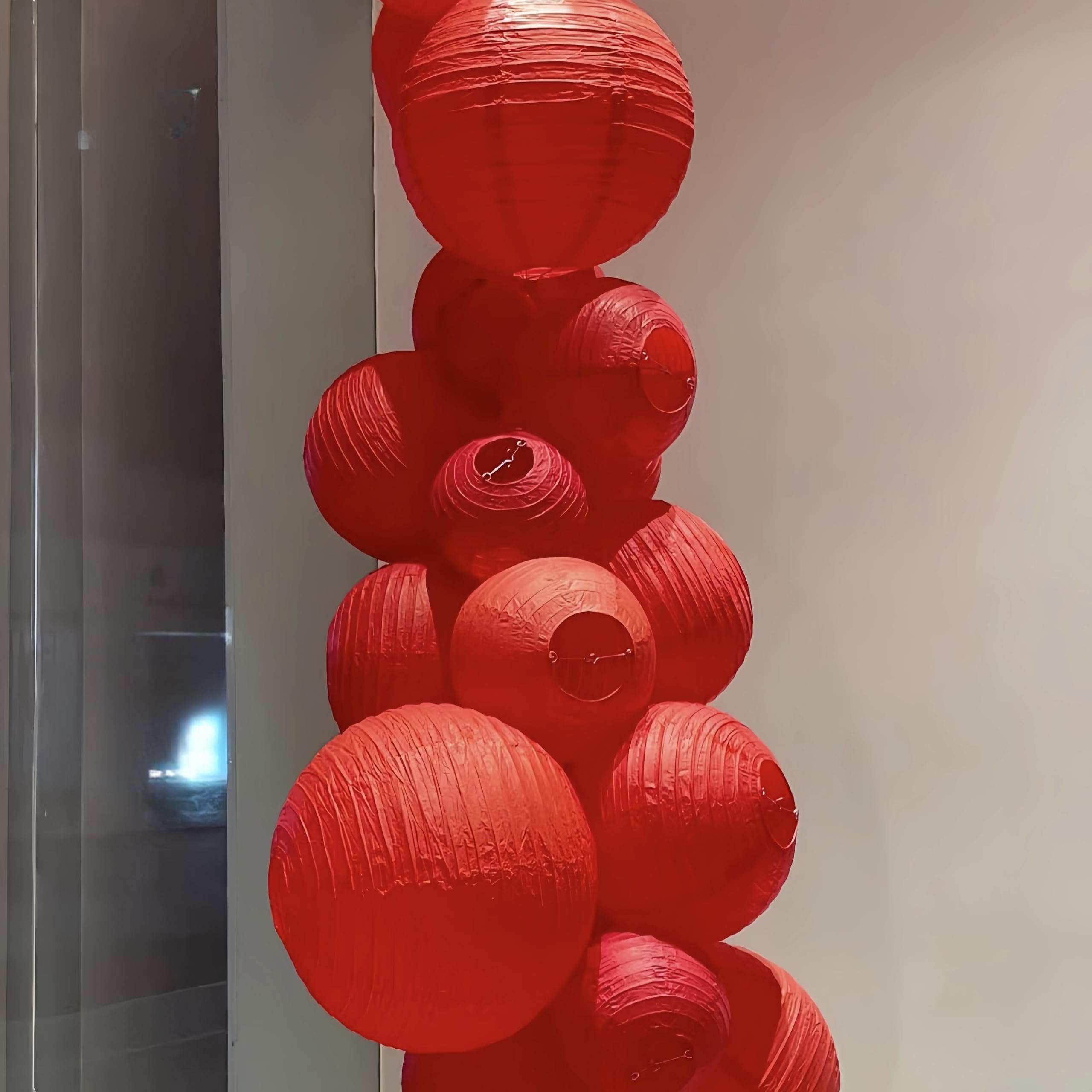 Capesaro Red Paper Lanterns 10Pcs Party Hanging Decorations For Xmas Hanging Decorations Ball Lanterns Lamps Parties Wedding Birthday