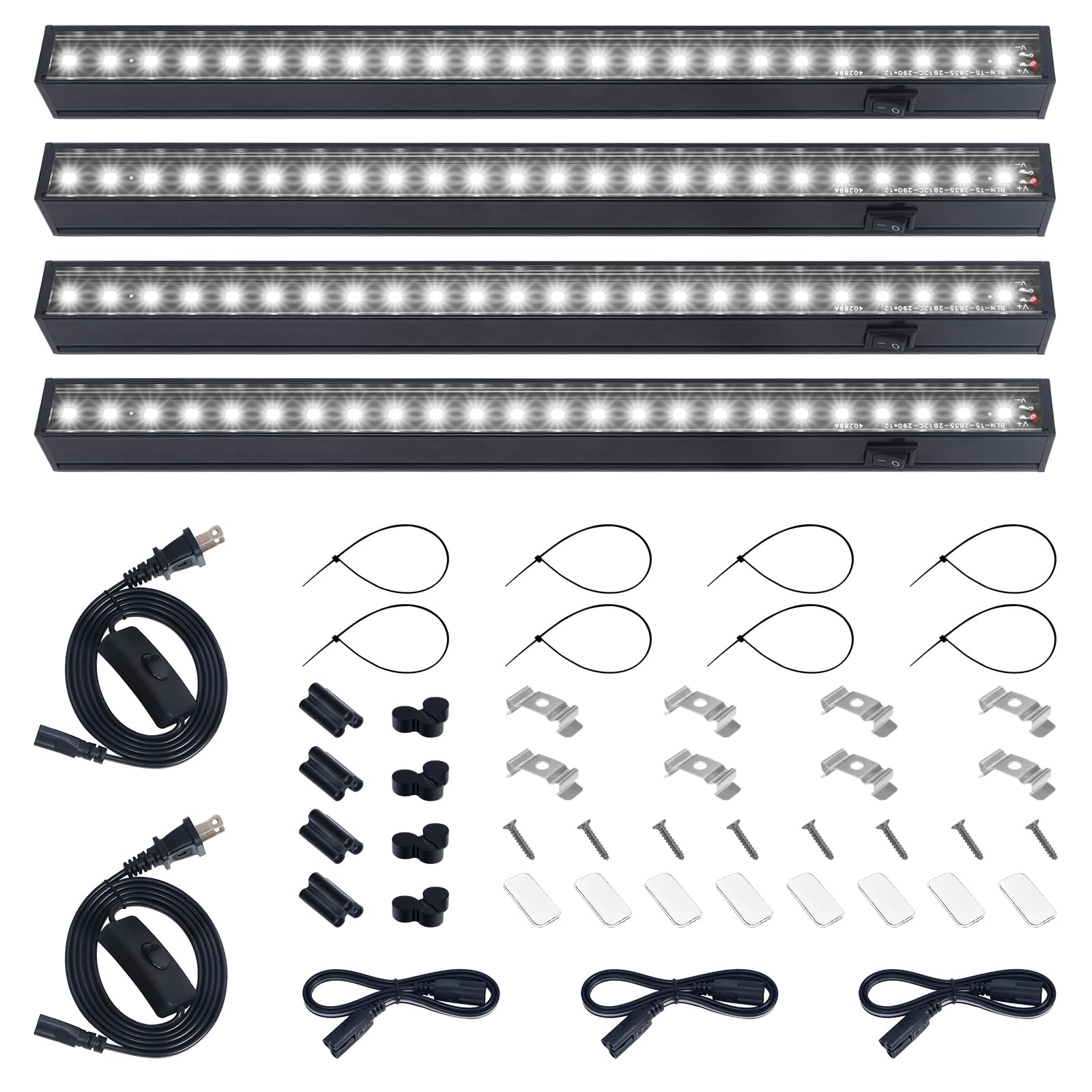 Barrina T5 Grow Light Strips, Full Spectrum LED, 1ft, Black Cover, 5000K, 4 Packs
