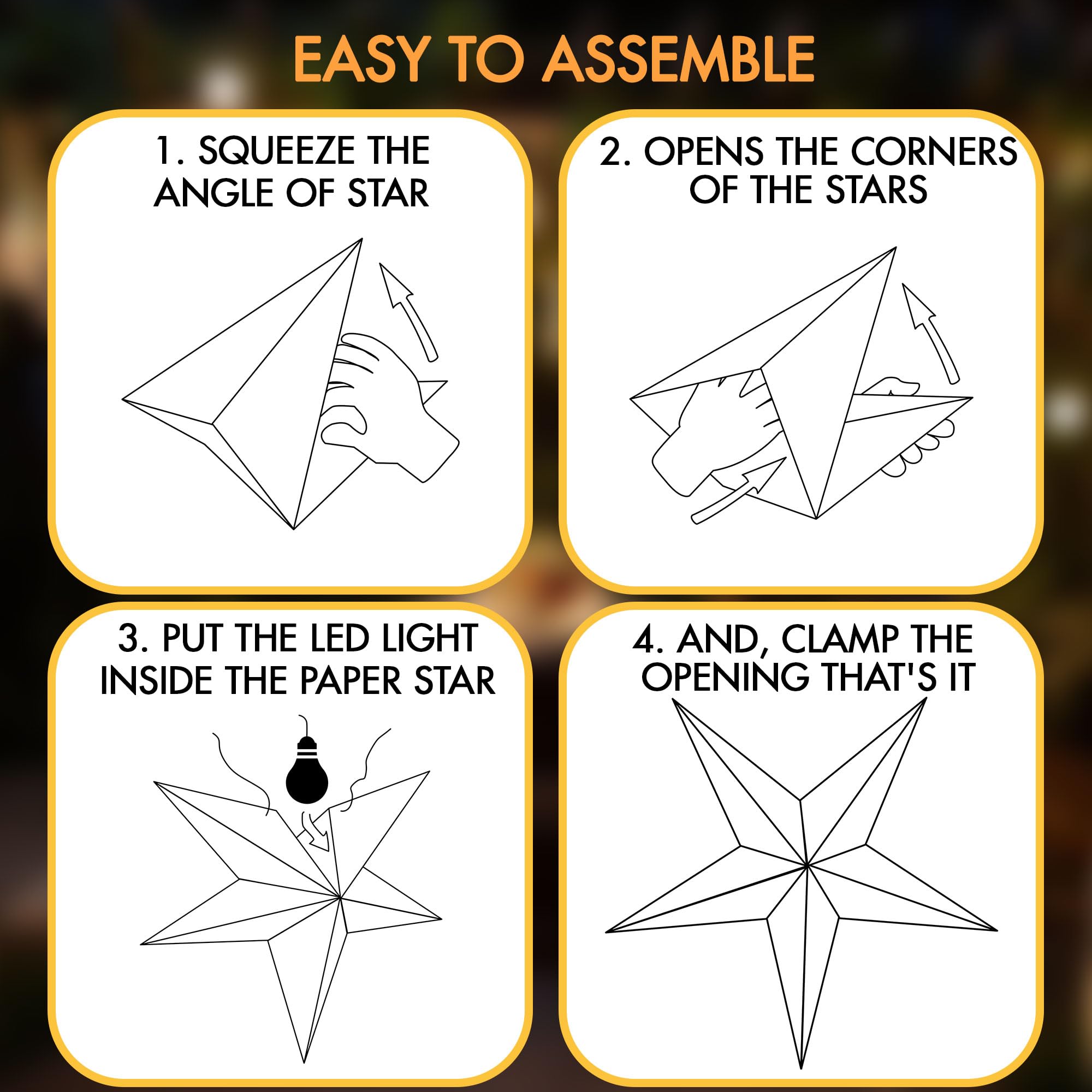 Galaxyarts 24&quot; Paper Star Lanterns - Blue Yellow Medium - Hanging Decoration For Parties & Holidays