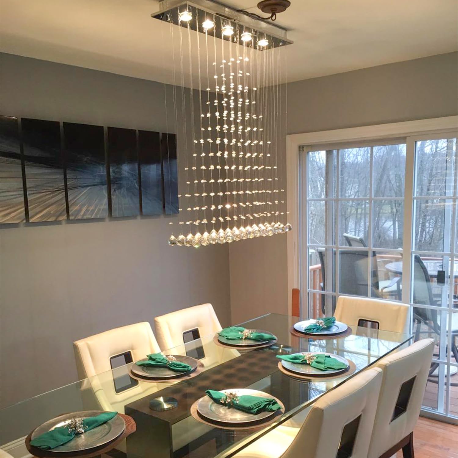 Contemporary Modern Crystal Rain Drop Chandelier Lighting Flush Mount Led Ceiling Bathroom Fixtures Pendant Lamp For Living Dini