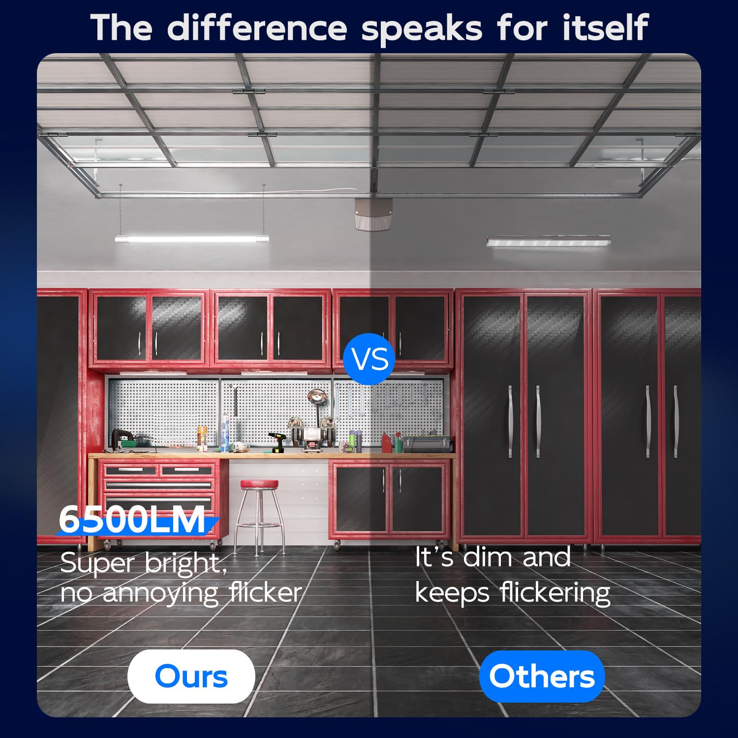 hykolity 4FT Linkable LED Shop Light, 6500lm, 60W Utility Fixture, 5000K Daylight, White, Model HB-Q10-50