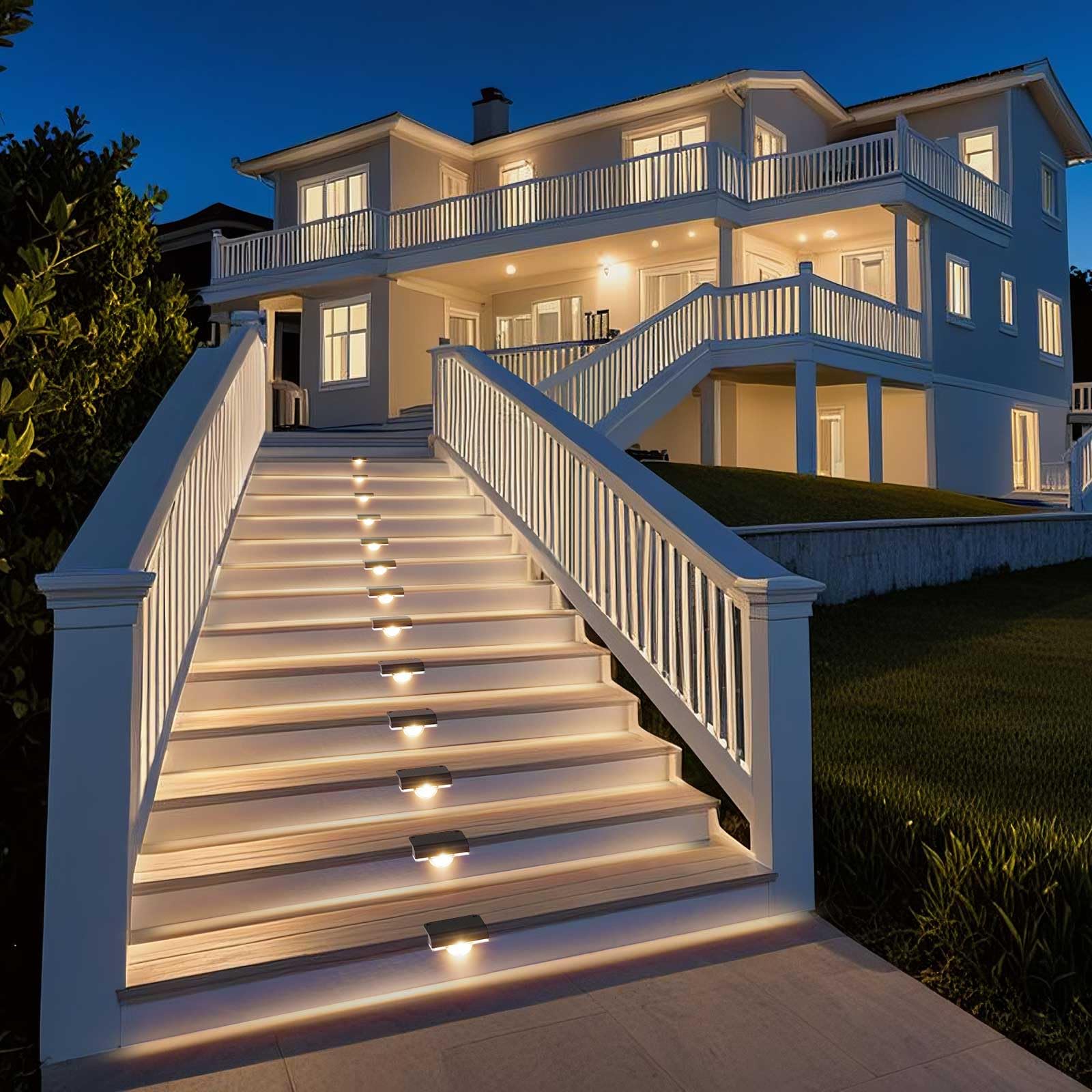Agotd Solar Stair Lights Outdoor Waterproof  8 Pack Solar Step Lights For Outside Warm White Deck Lighting For Step  Stair  Porch  Railing  Patio  Yard  Front Door  Sidewalk  Poolside  Balcony