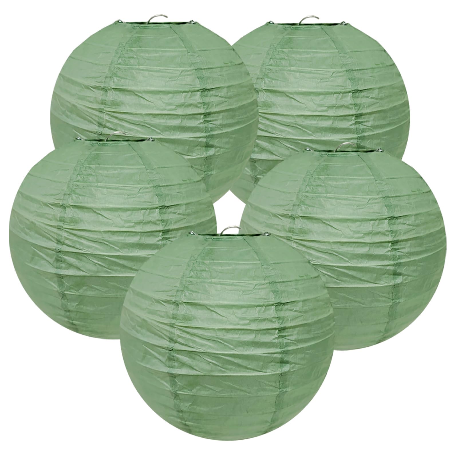 TopAAA 10 Inch Sage Green Paper Lantern for Rustic Party Bridal Shower Wedding Birthday New Year Party decorations(Set of 5, Sag
