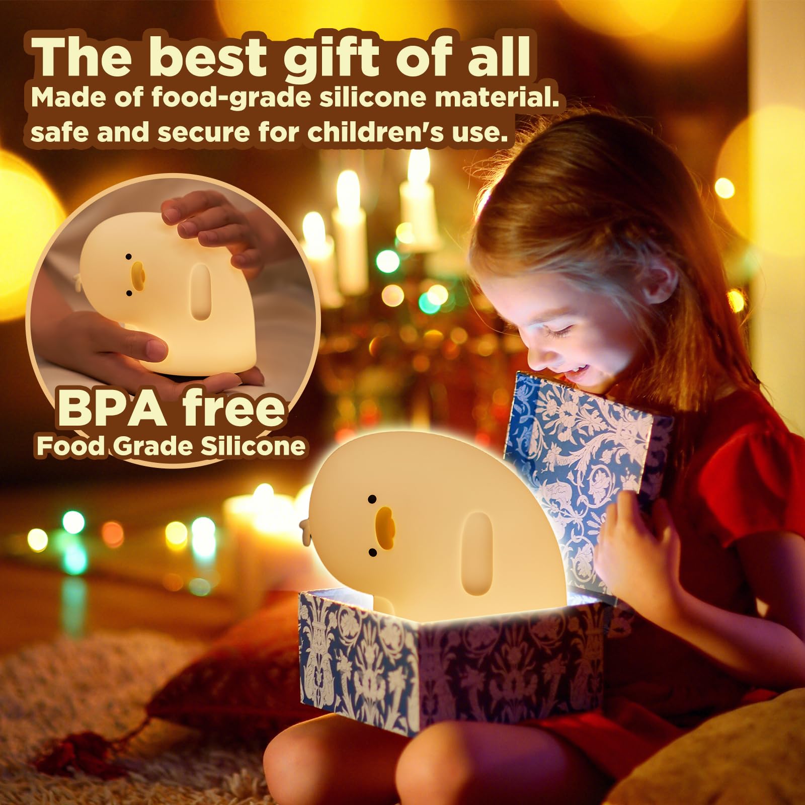 ATCTBOGFS Cute Duck Lamp - Fun LED Night Light for Kids, Touch Control, White, Model YYlampWhite