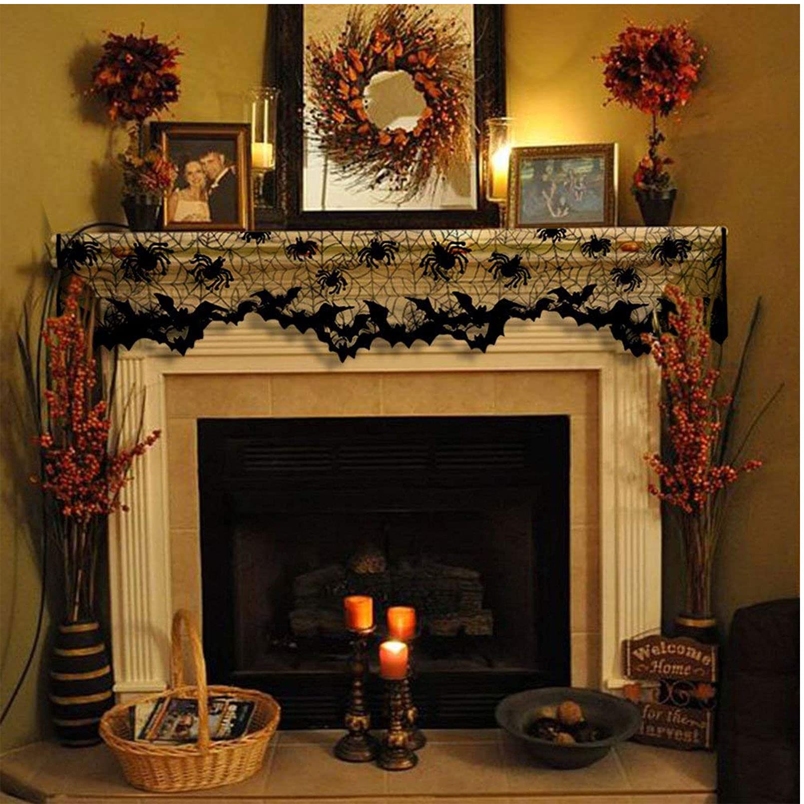 Halloween Lamp Shade Cover Decorations Halloween Black Lace Halloween Decor Lamp Cover Black Spider Web Halloween Lace For Hallo